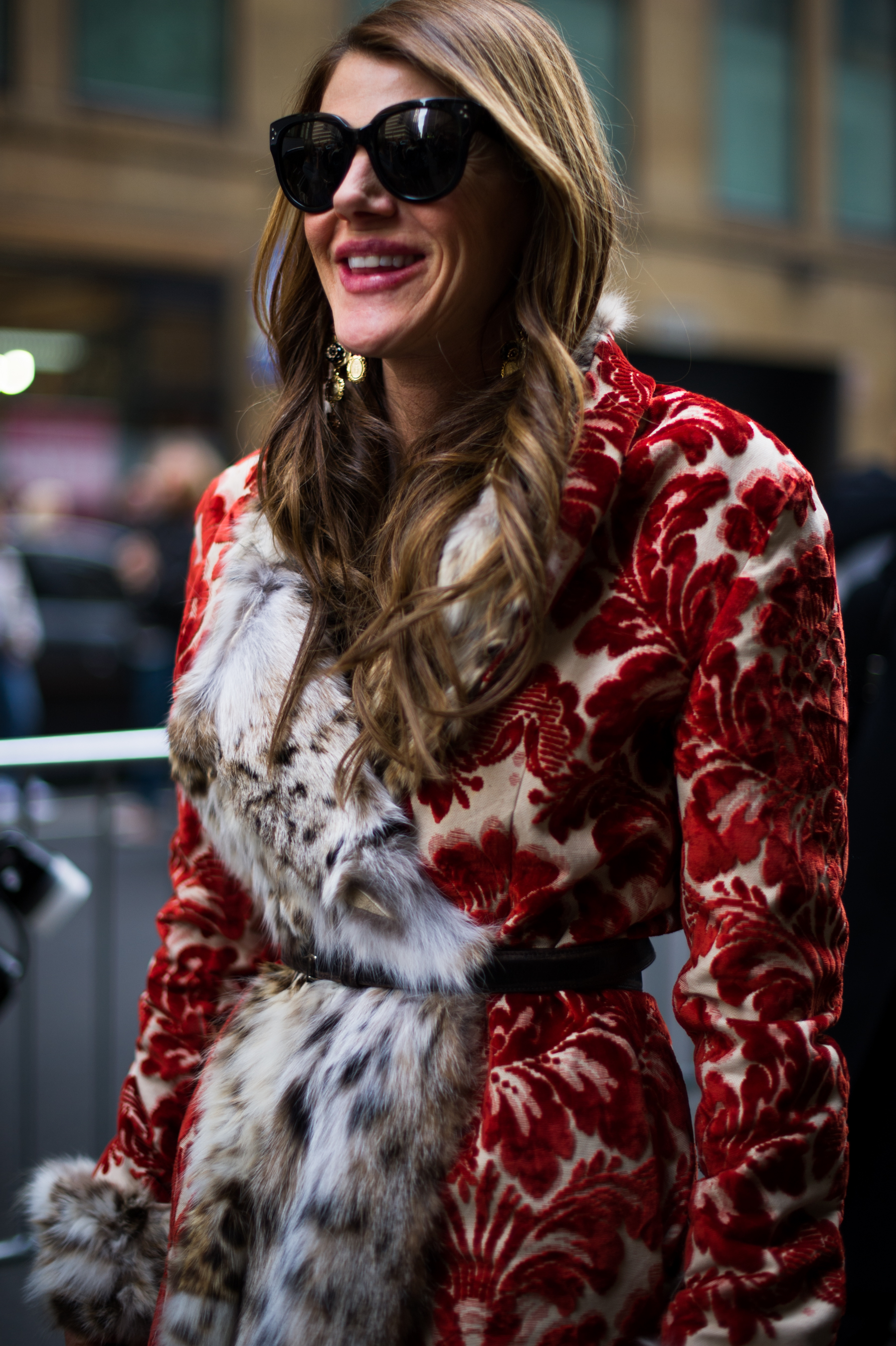 Italian woman wearing colorful fur coat