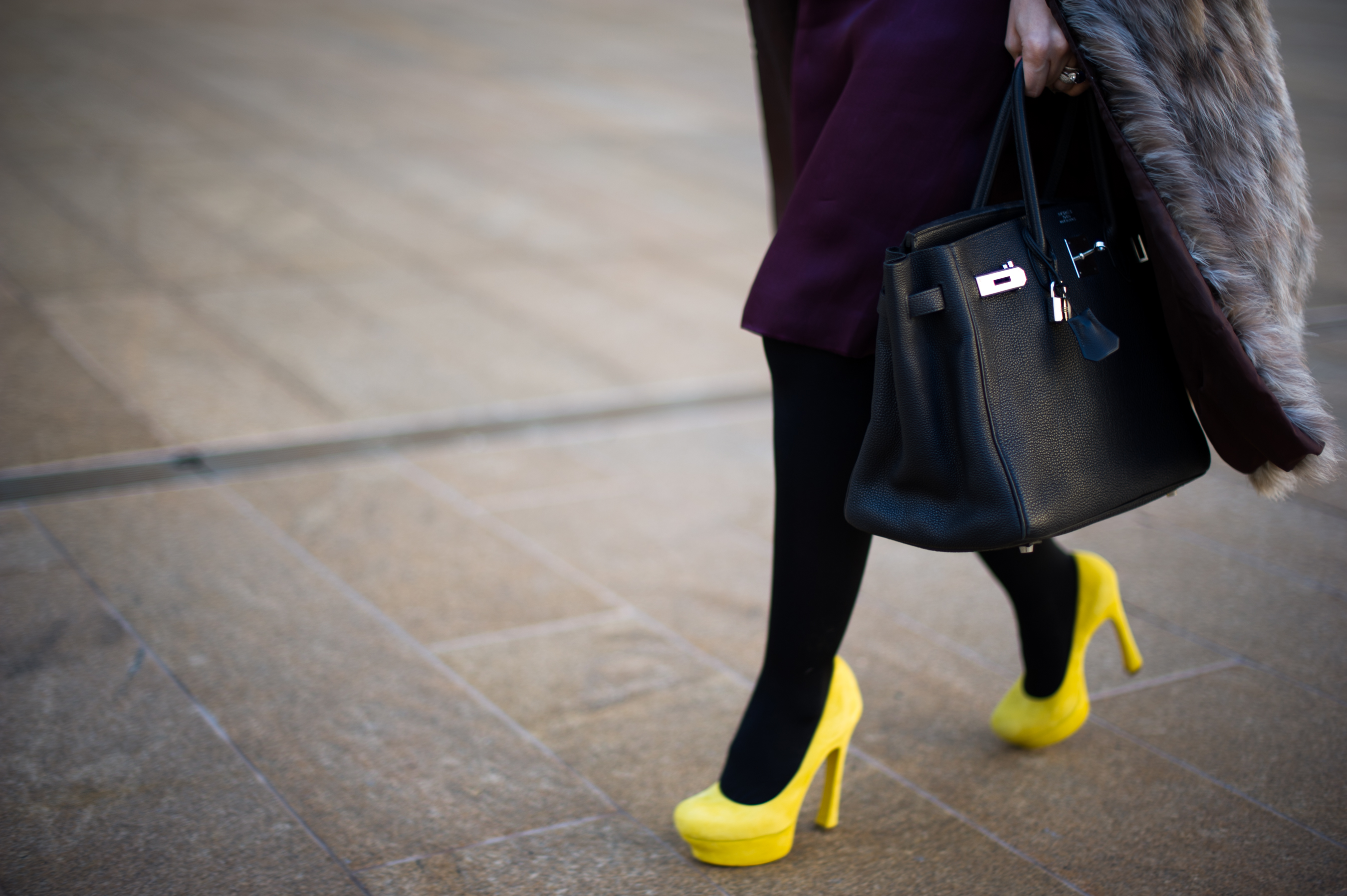Woman wearing yellow shoes