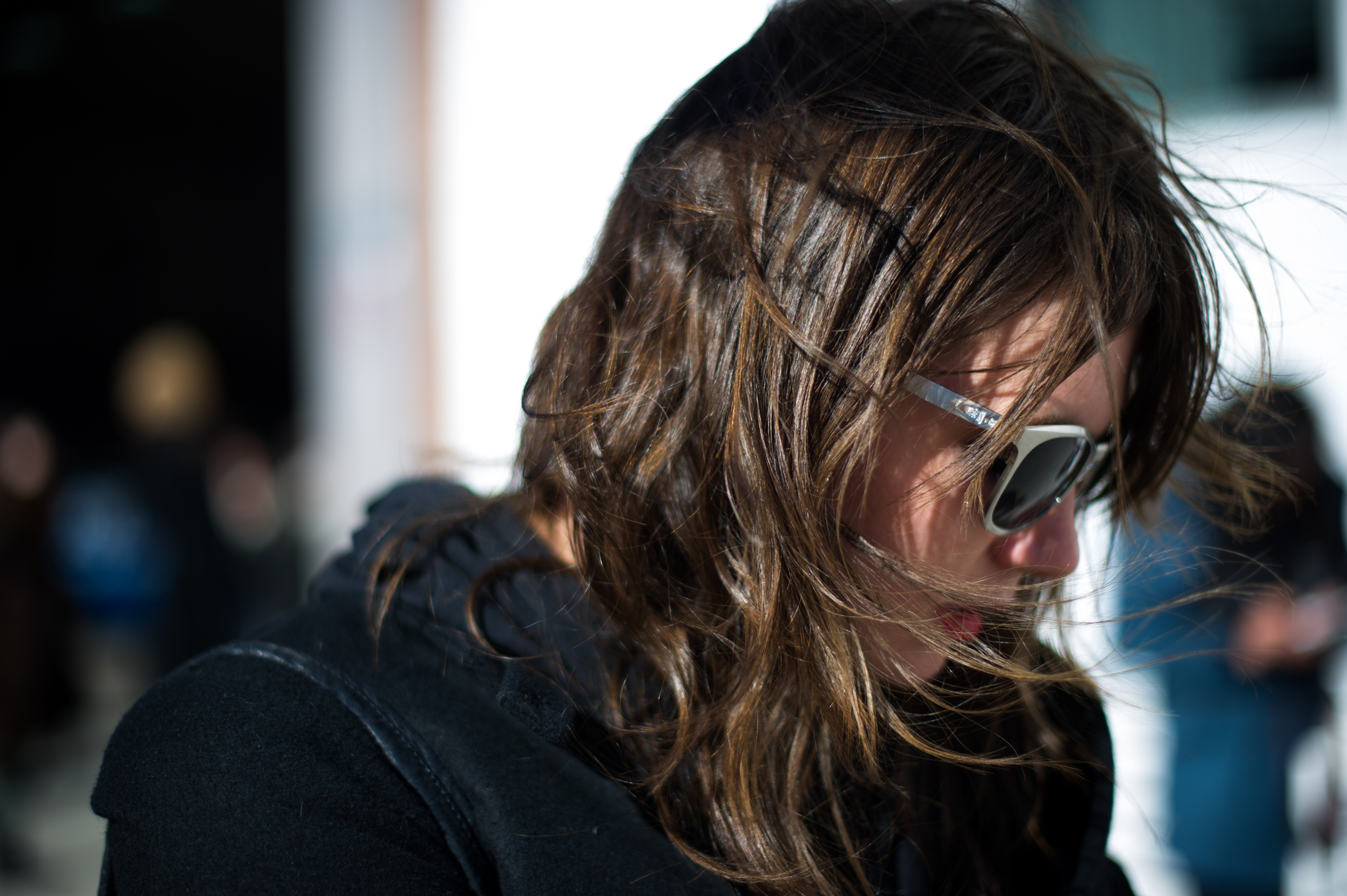 Woman wearing white glasses