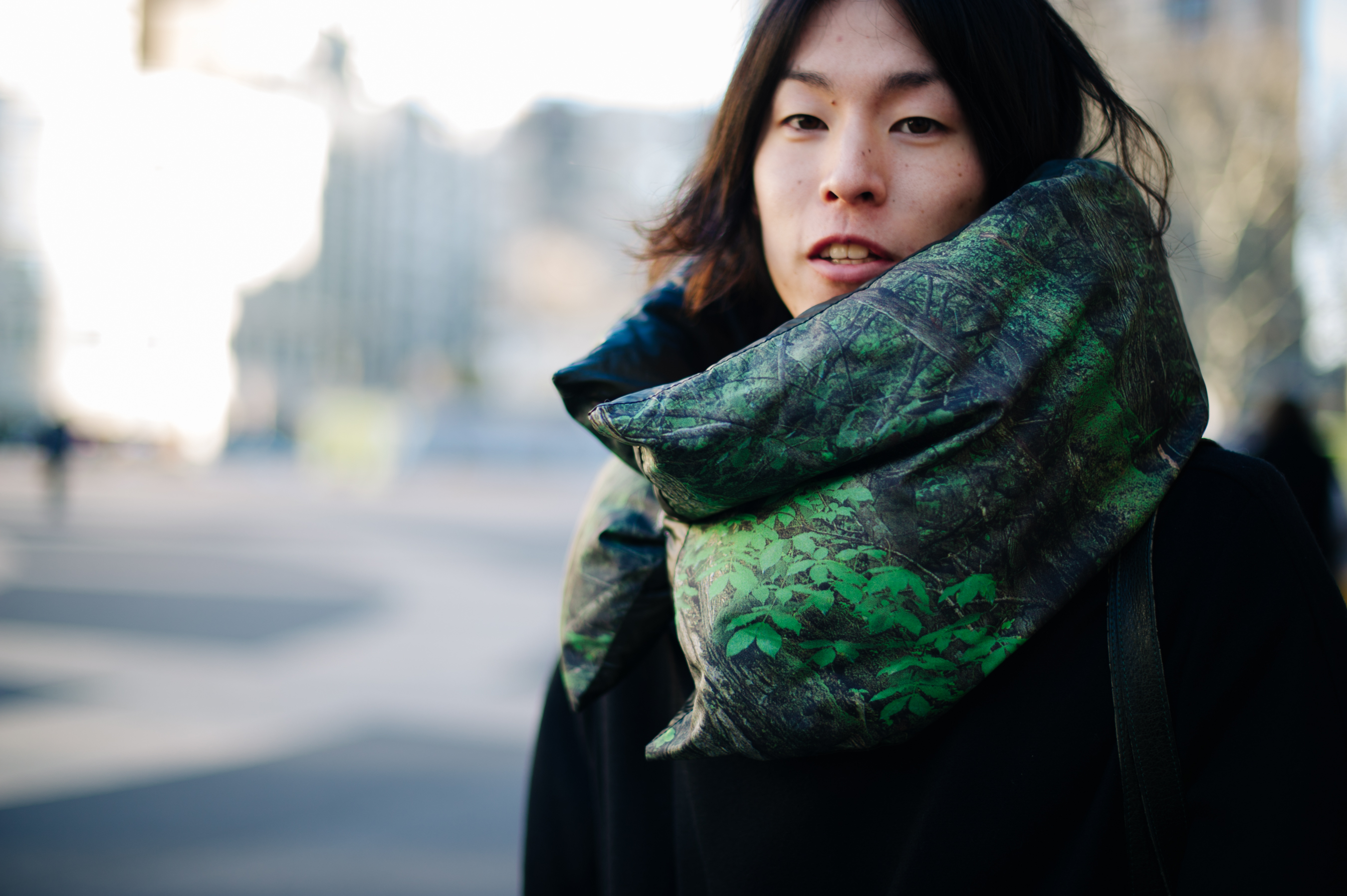 Portrait a Japanese photographer wearing scarf