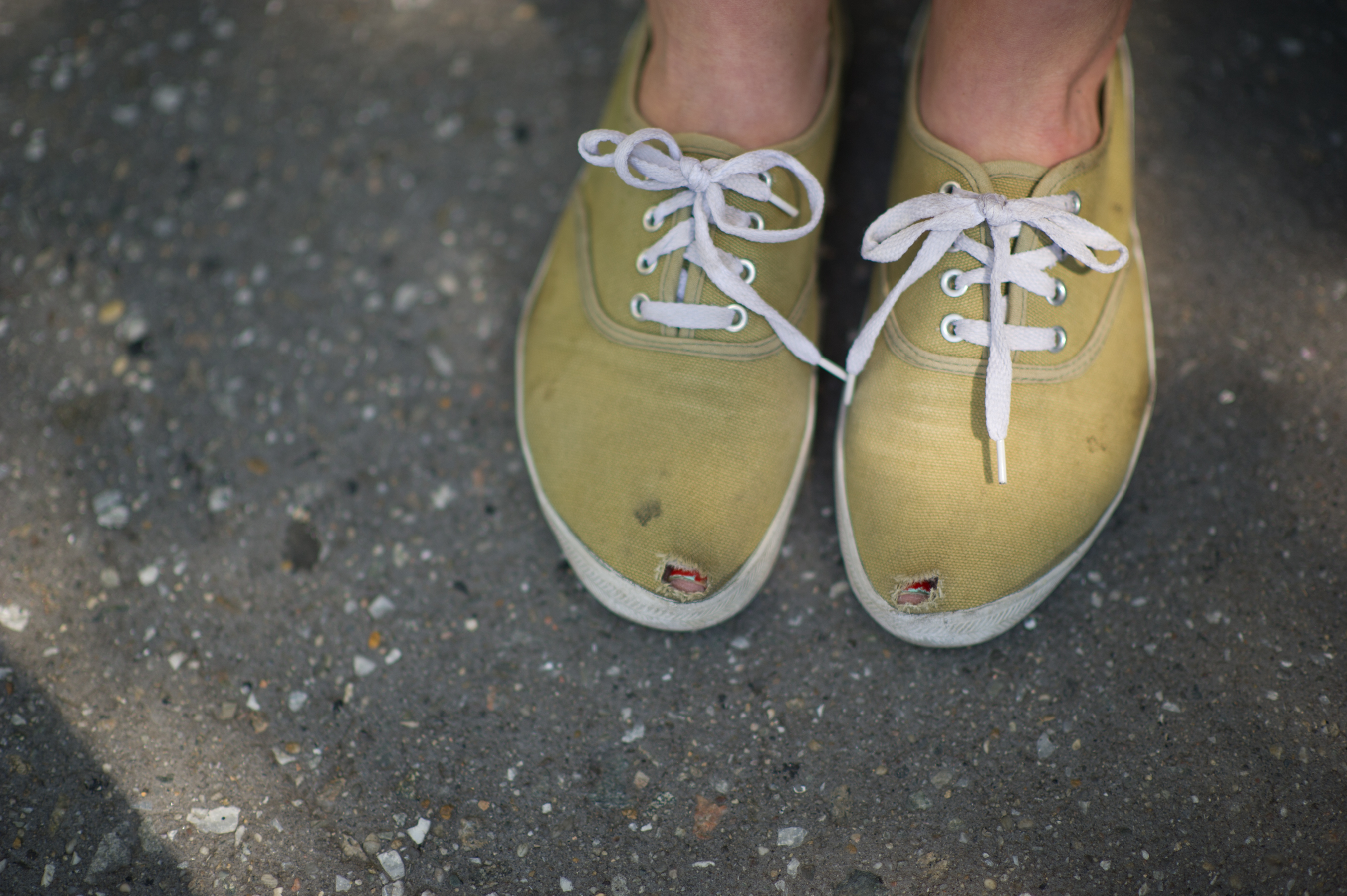 Yellow ripped soft shoes