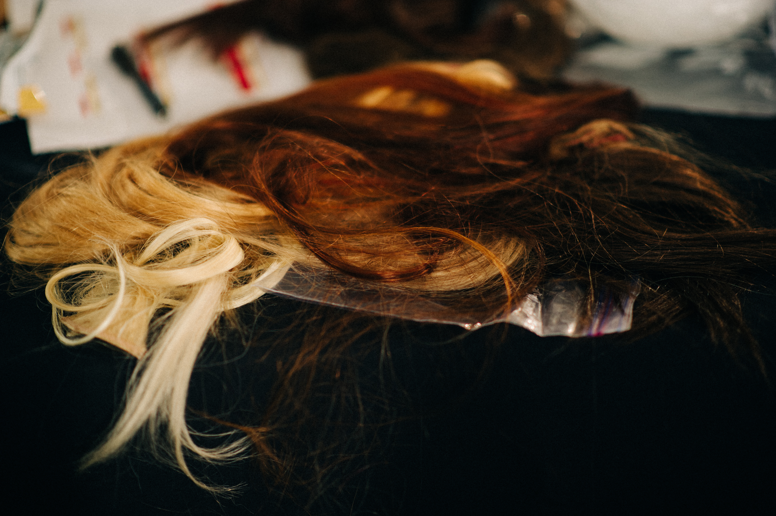 Stack of hair before the show