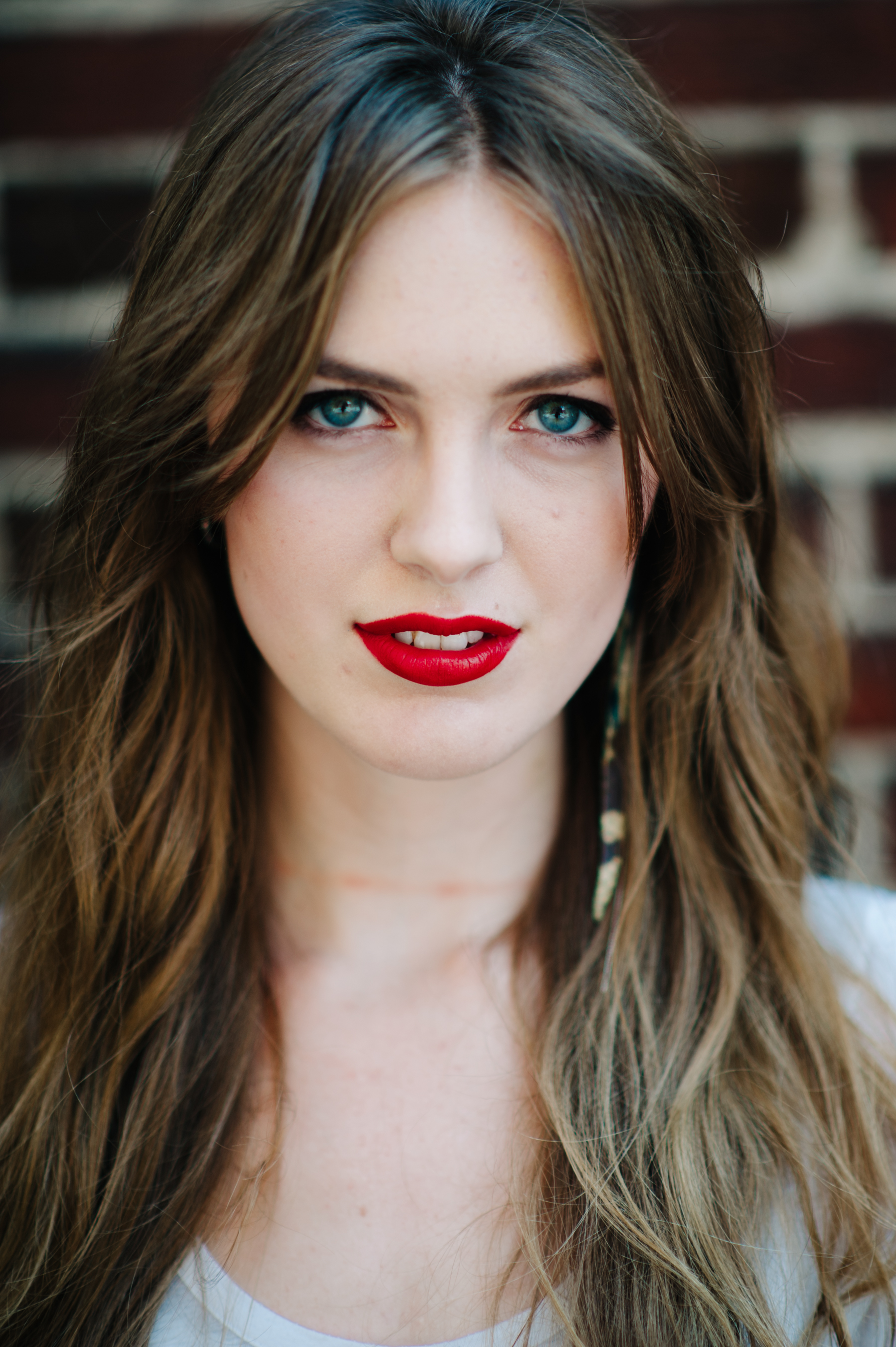 Portrait of a woman with red lipstick