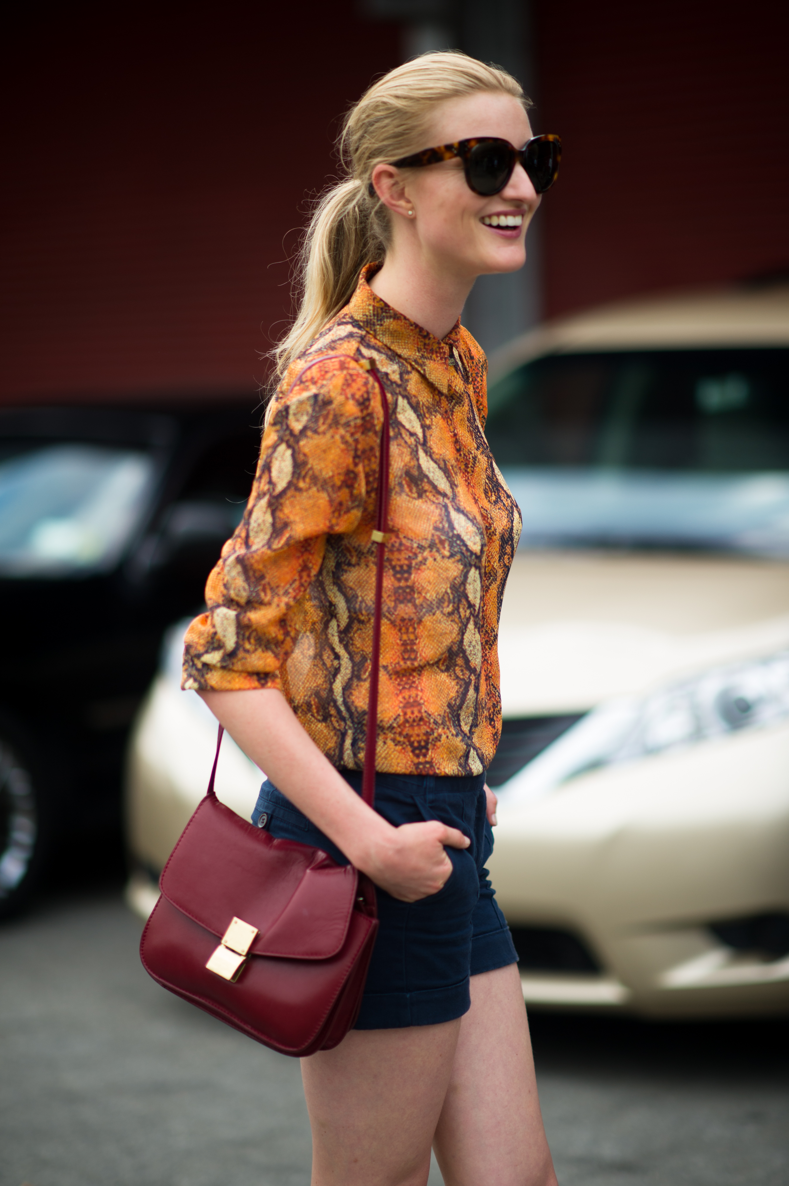 Woman wearing orange shirt