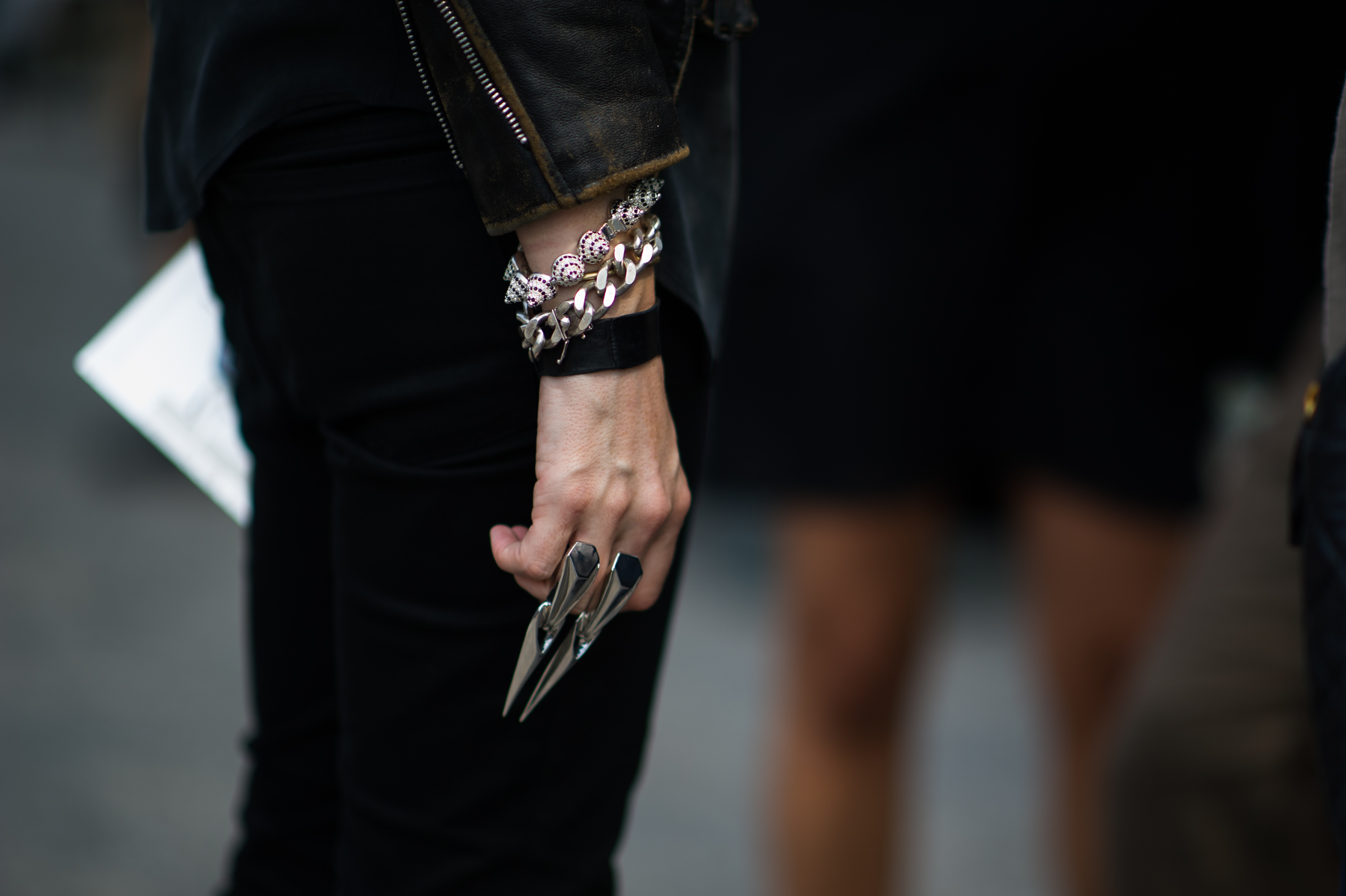 Woman wearing silver jewellery
