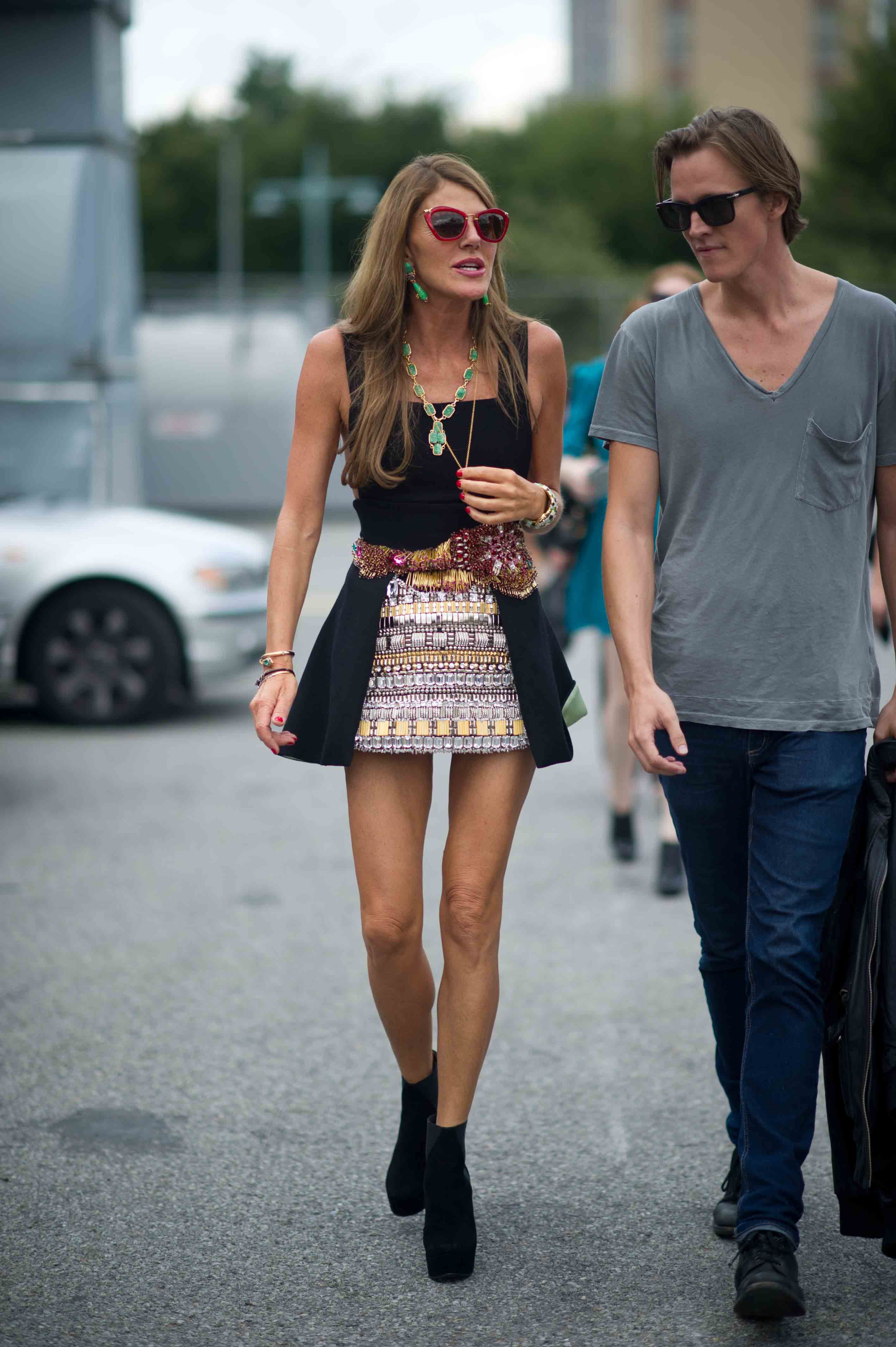 Italian stylist wearing mini dress