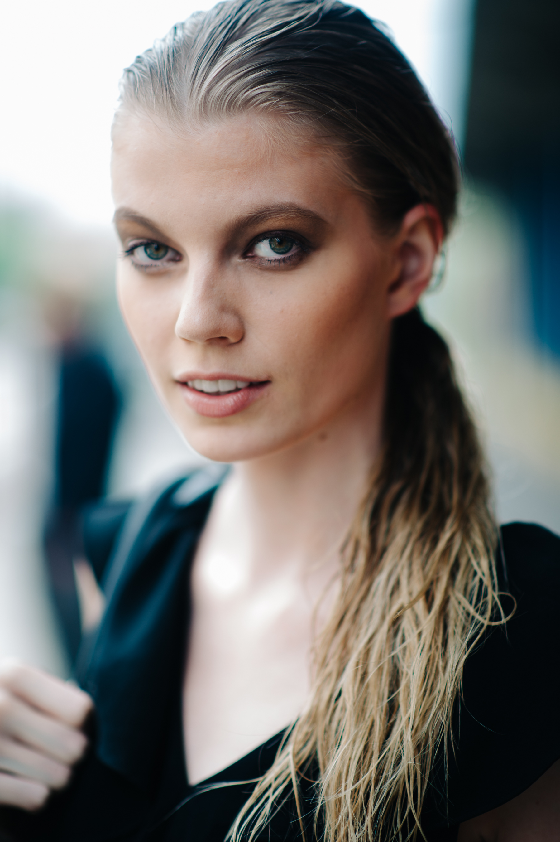 Portrait of a model with wet hair