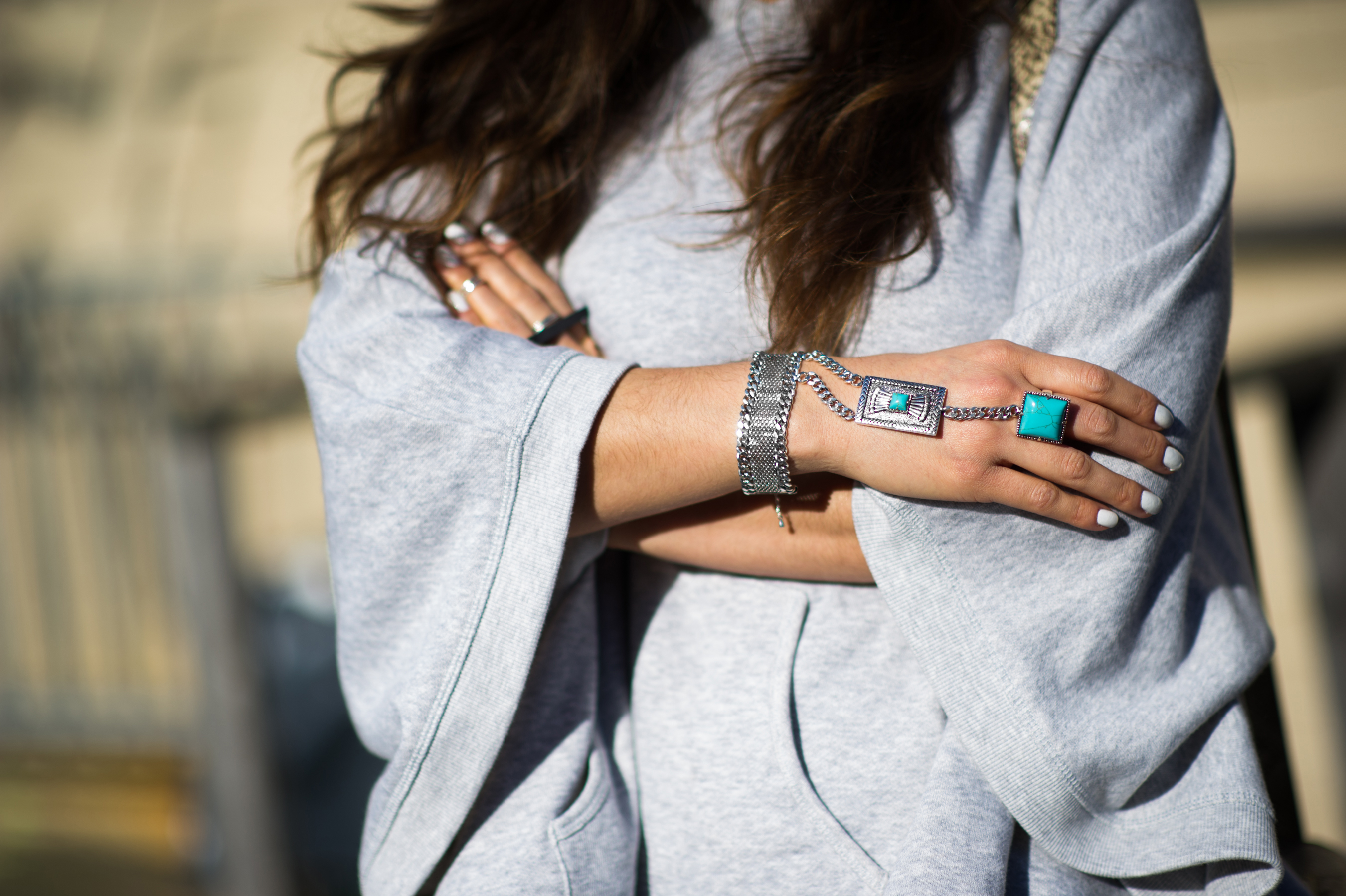 Woman wearing bracelet and ring