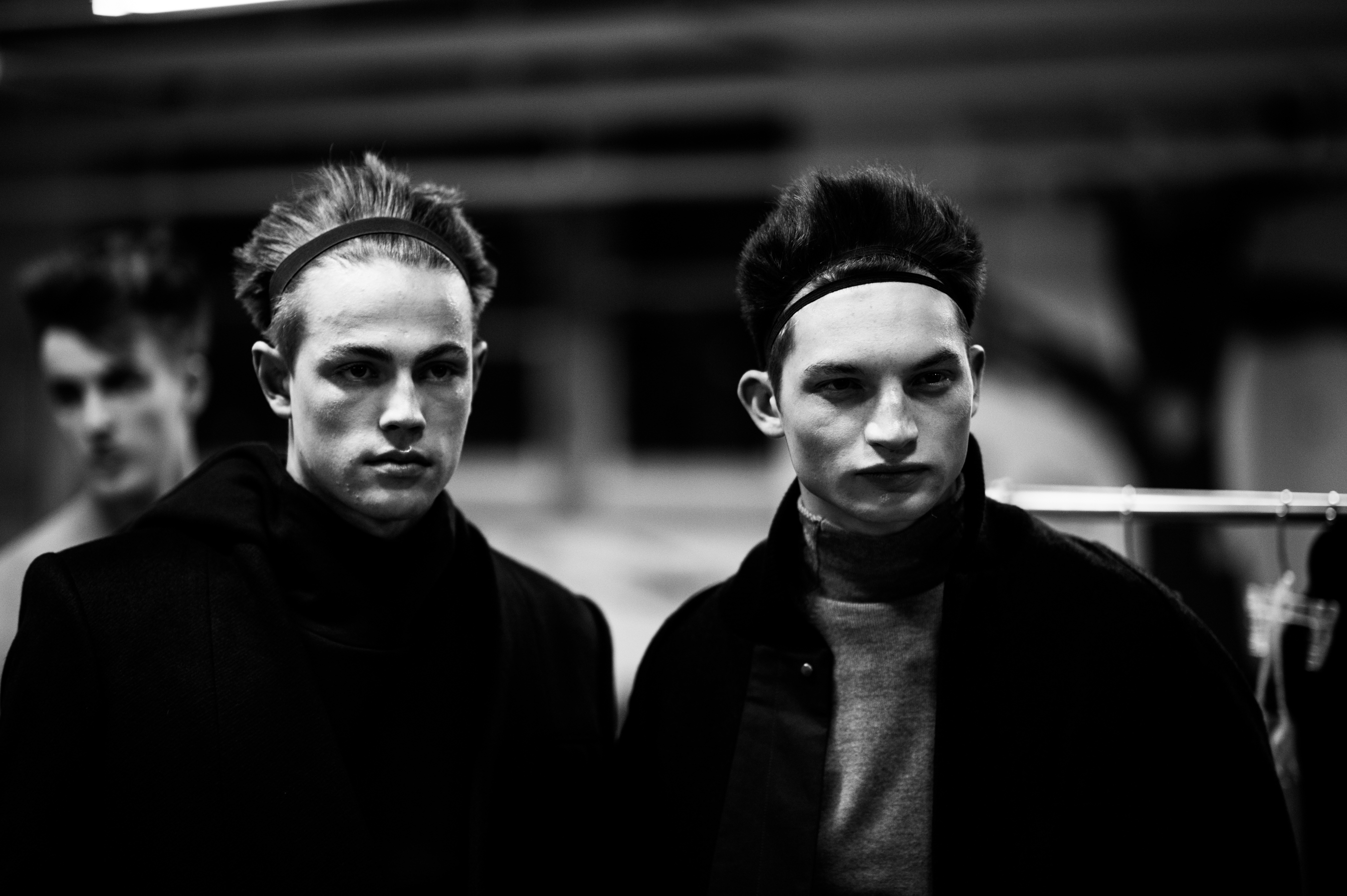 Male model wearing black headbands