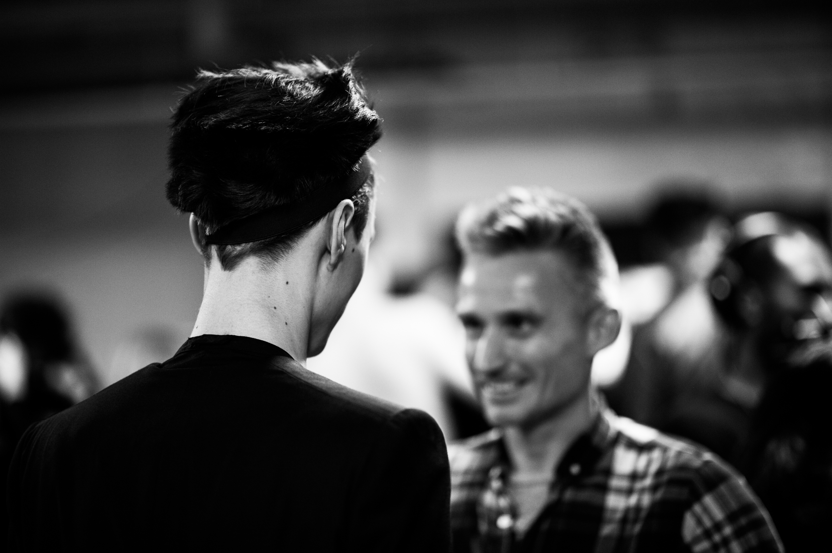 Male model wearing black headbands