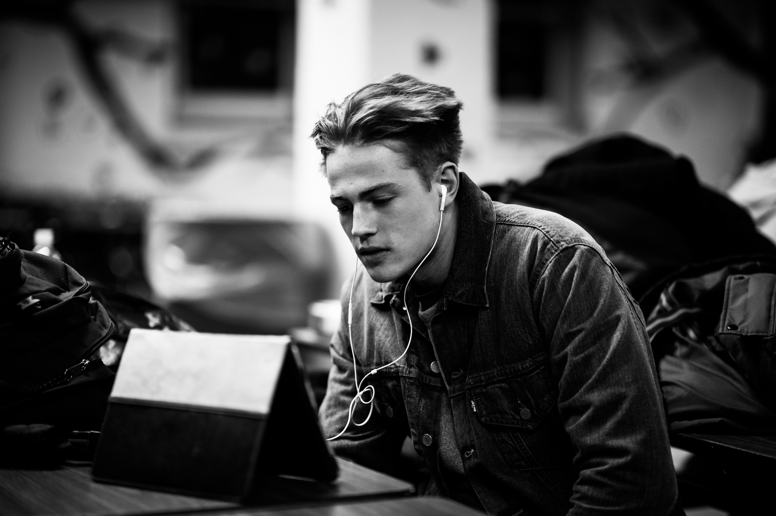 Male model before the show