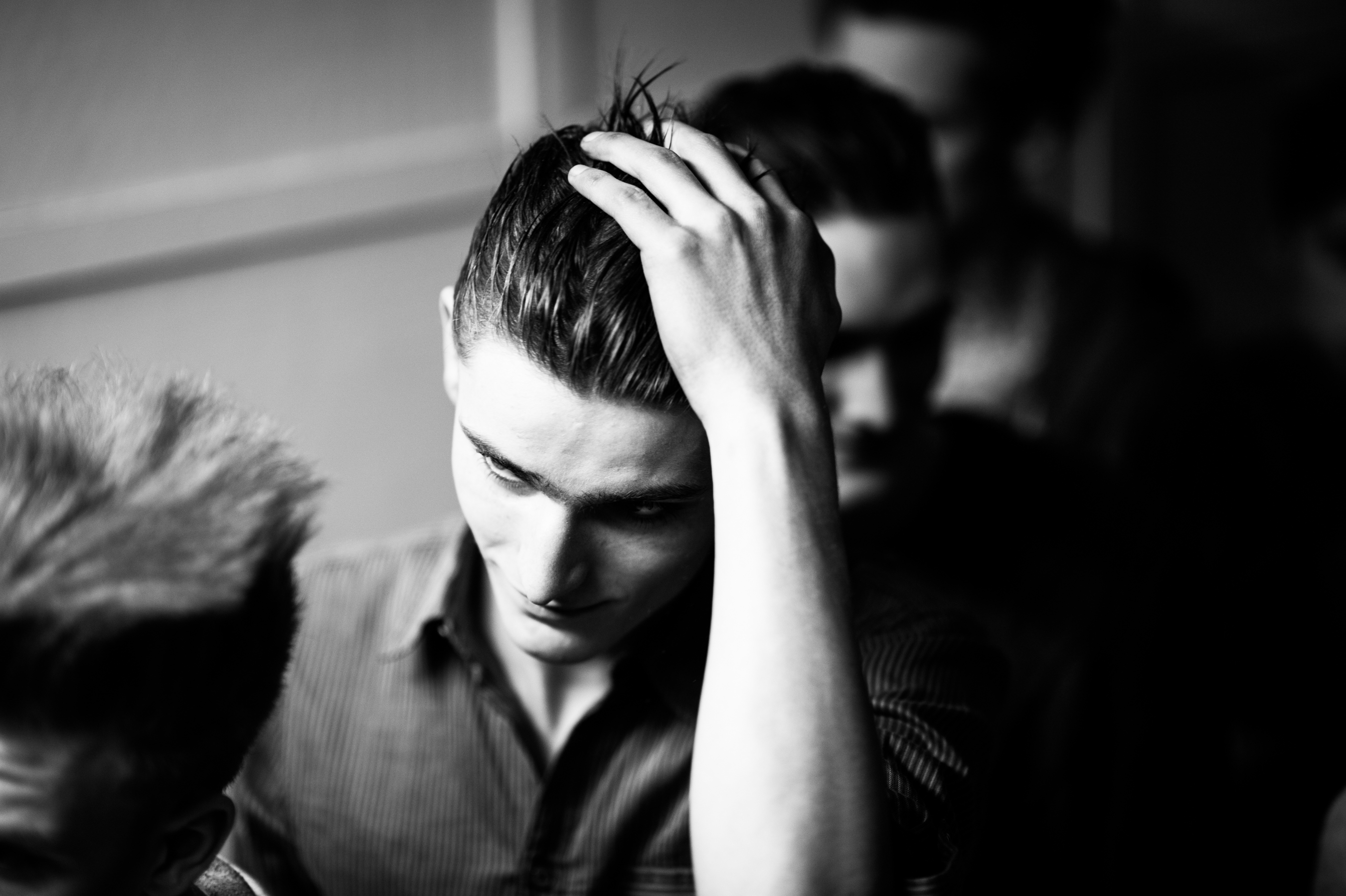 Male model before the show