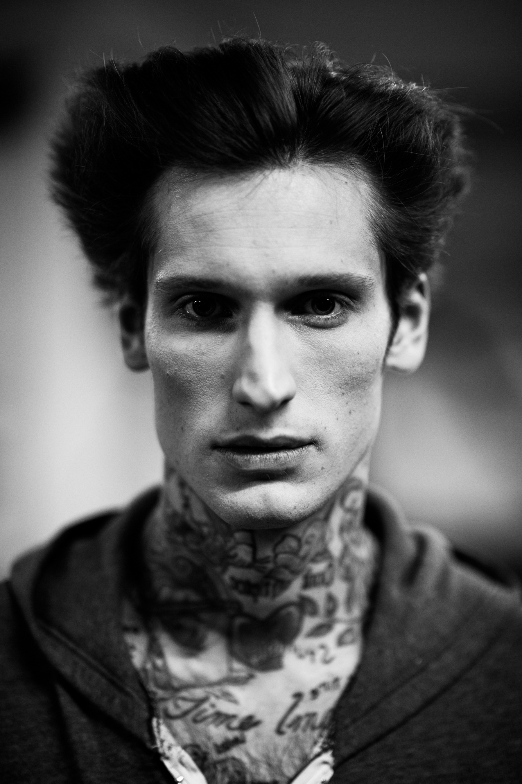 Portrait of male model before the show