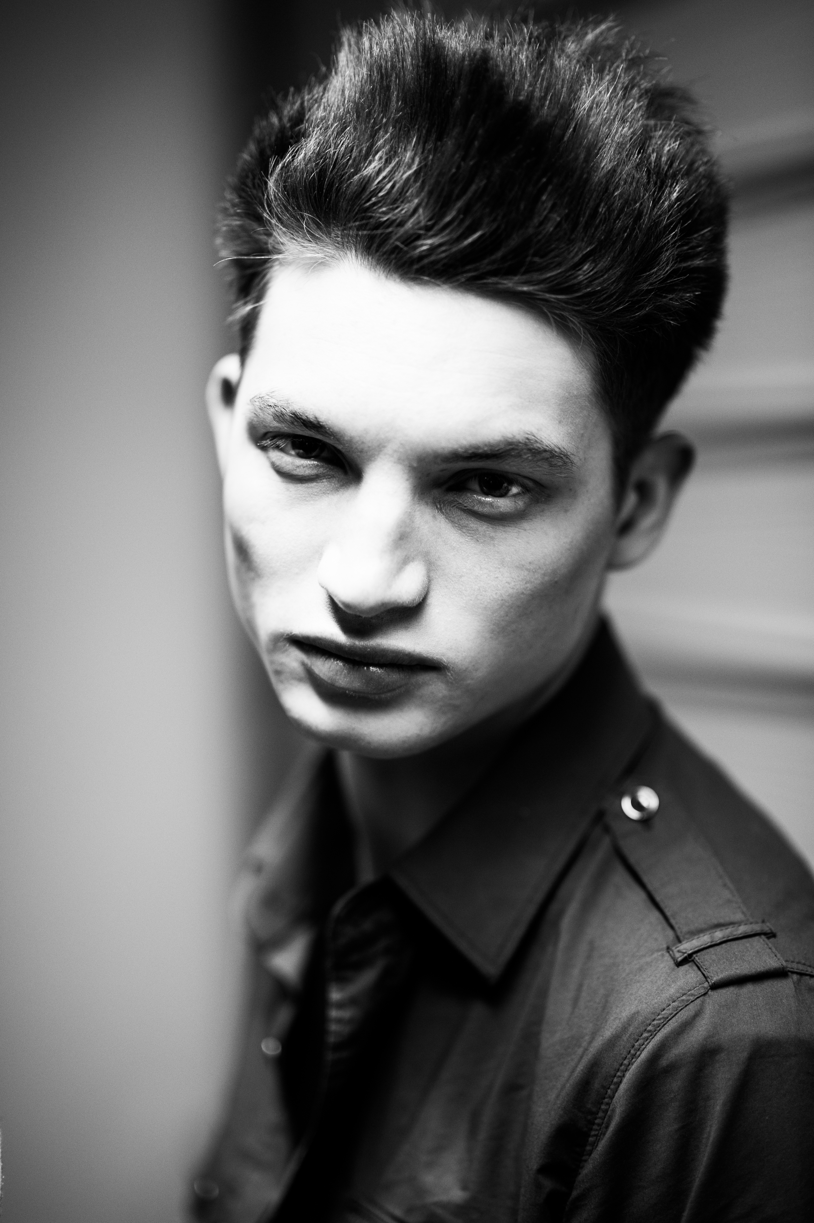 Portrait of male model before the show