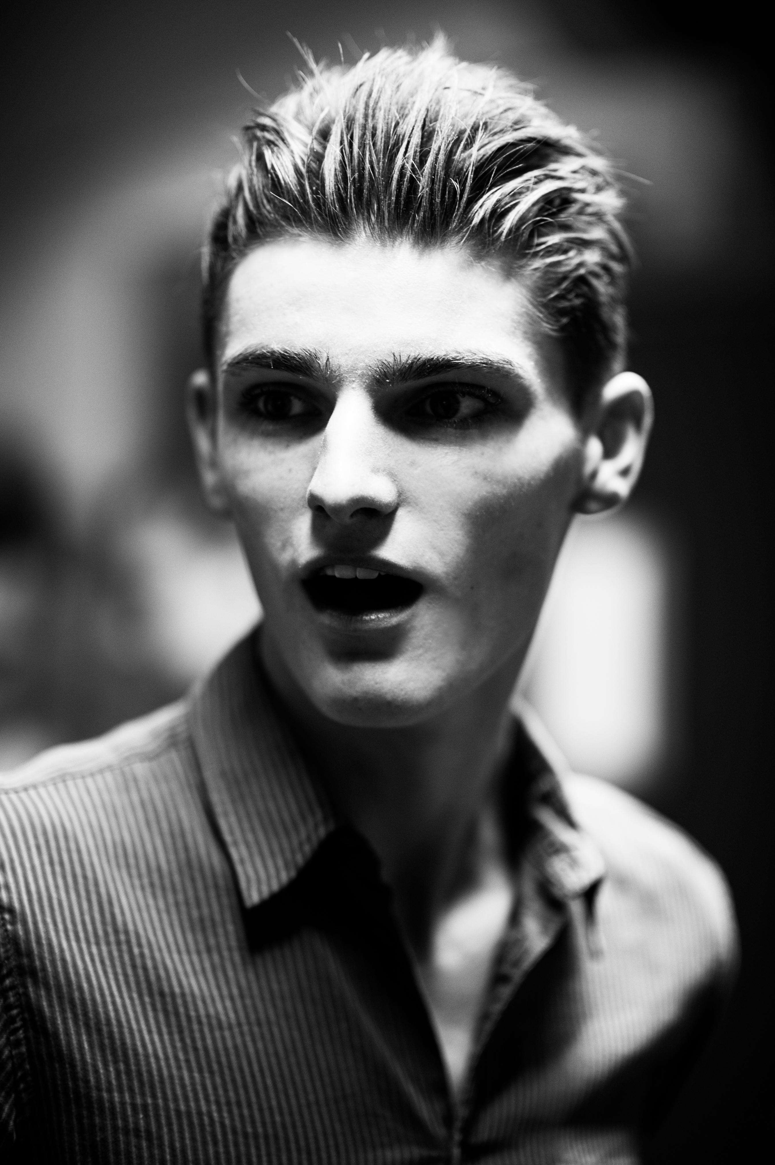 Portrait of male model before the show
