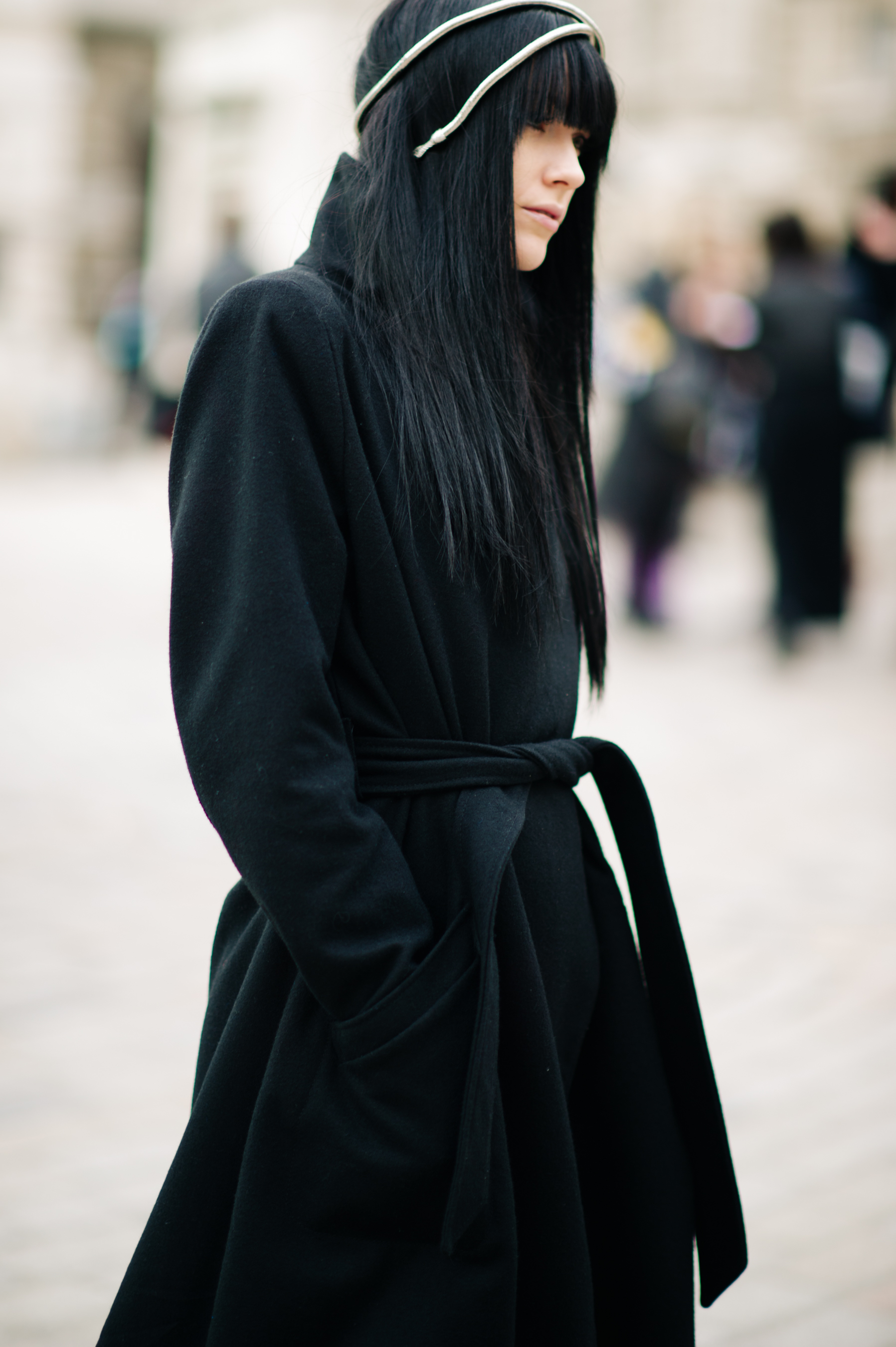 Woman wearing all black outfit
