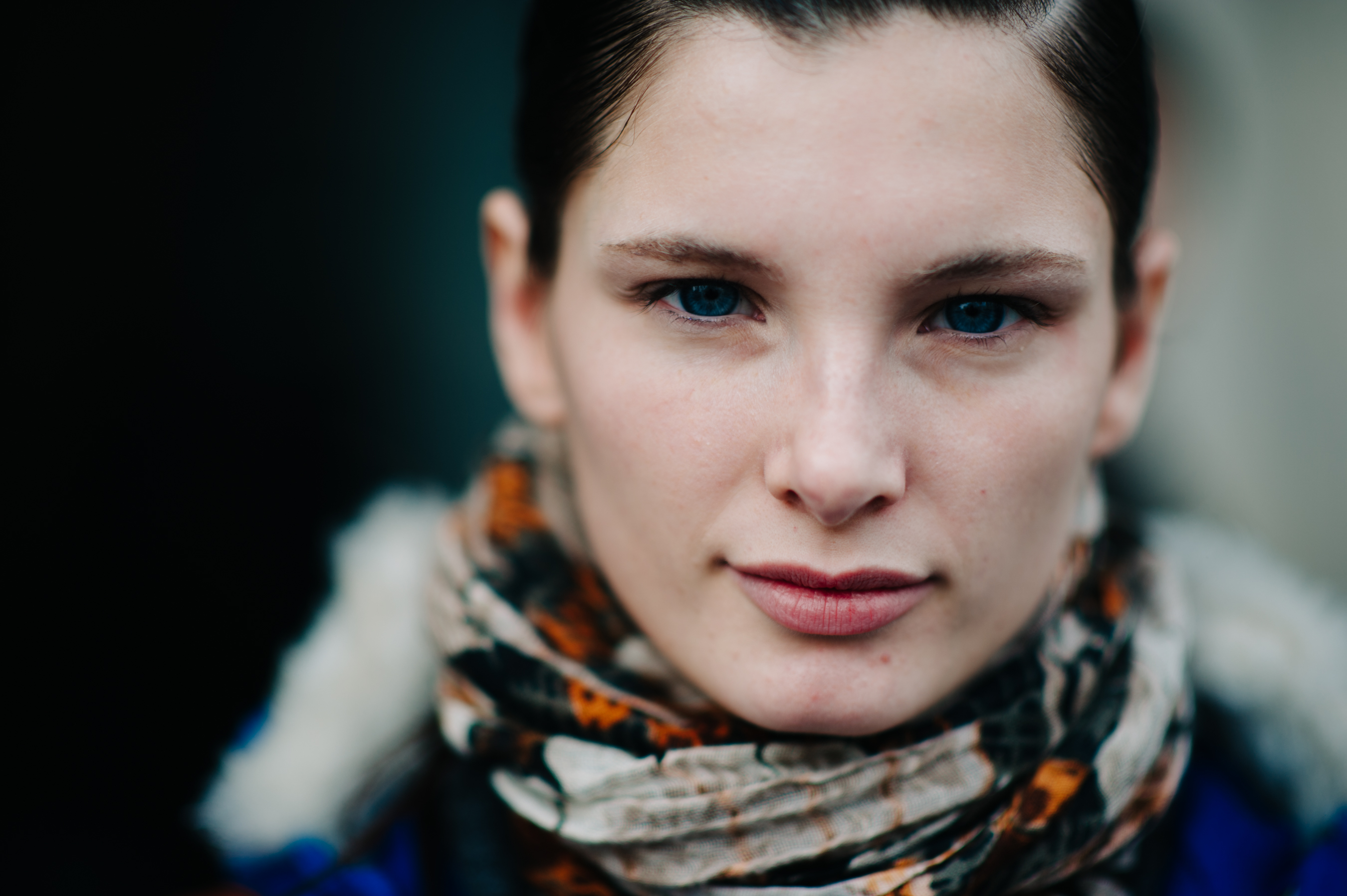 Portrait of model with blue eyes