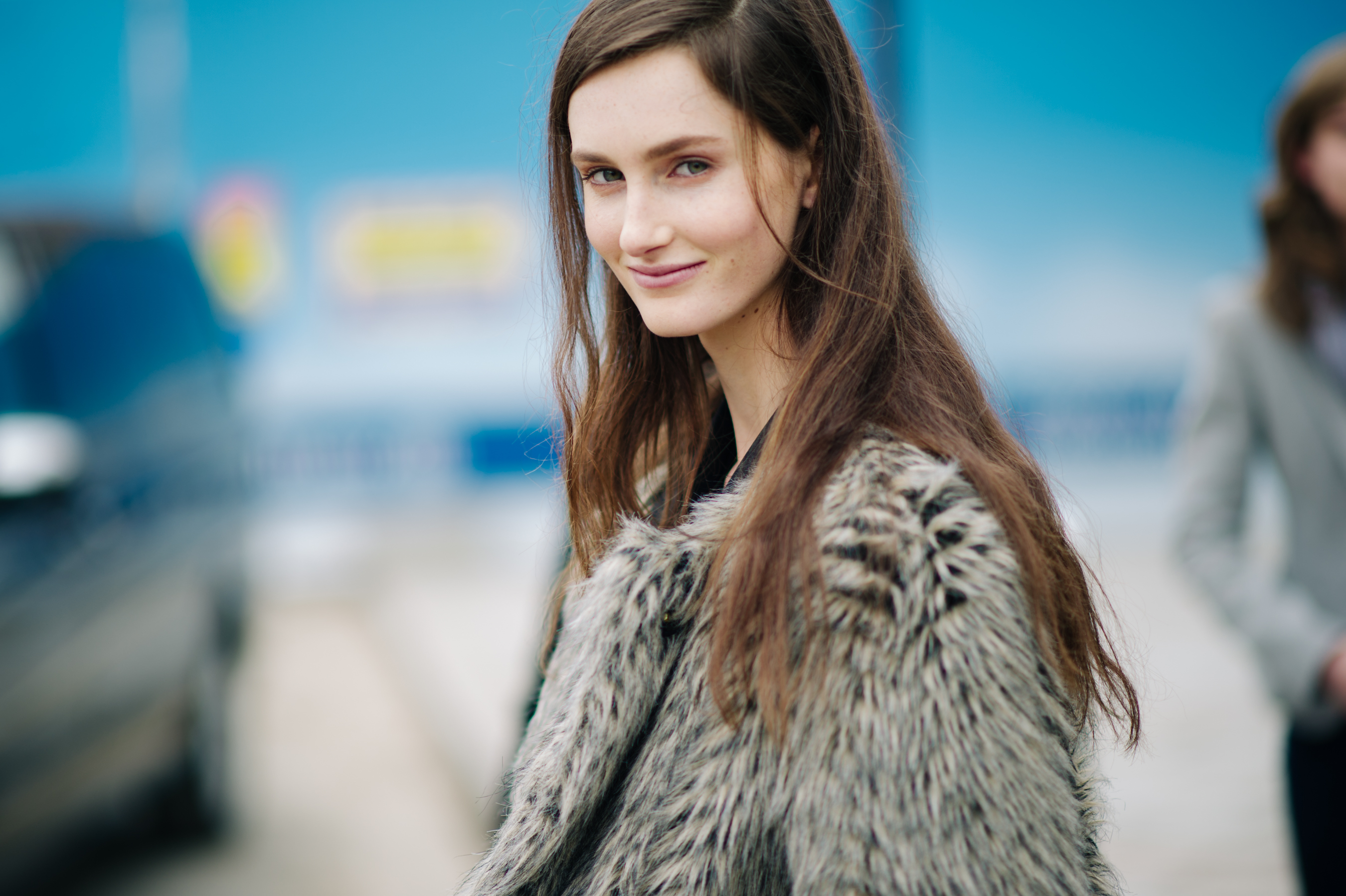 Model wearing mixed fur coat