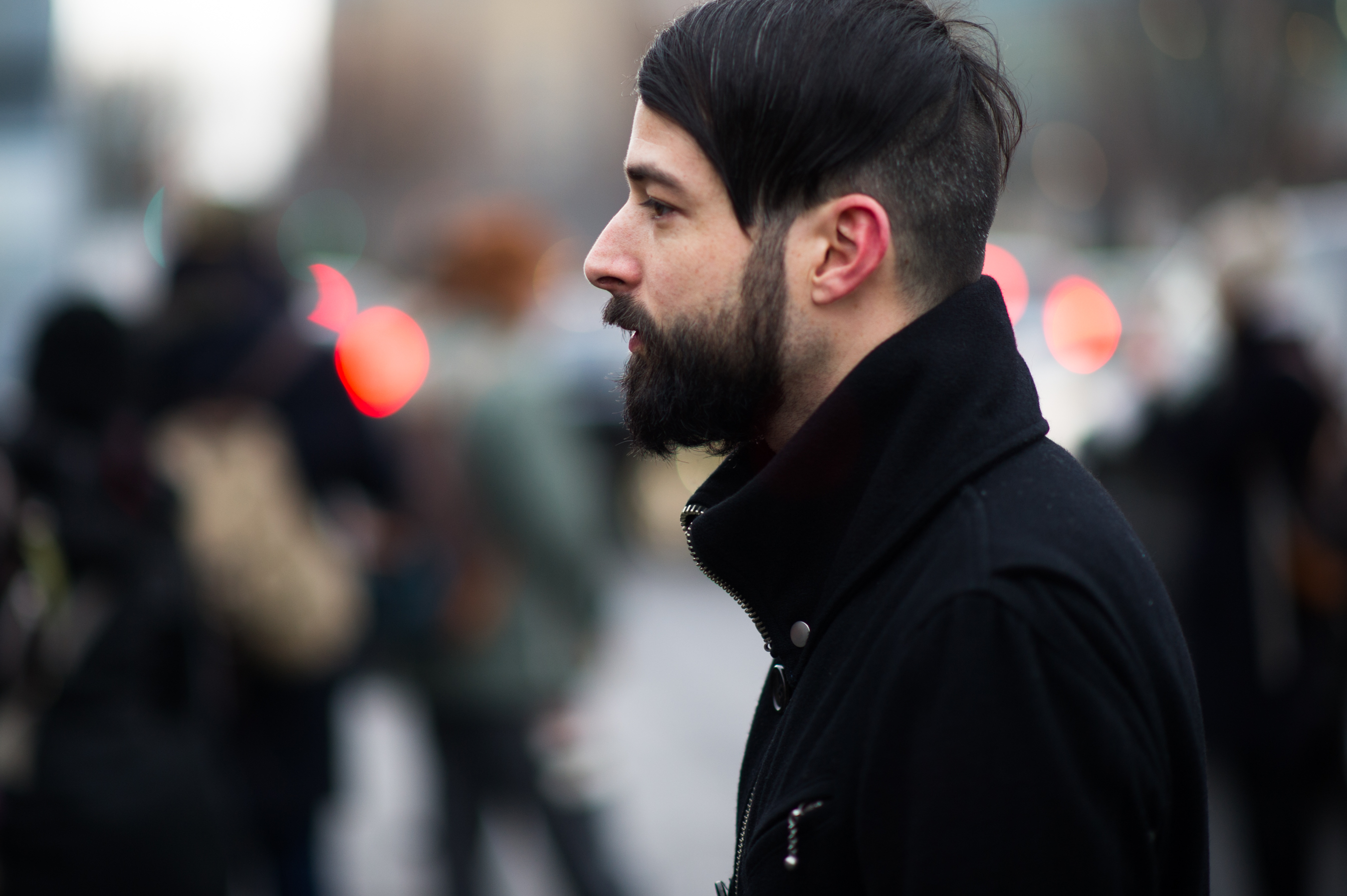 Man with beard wearing all black