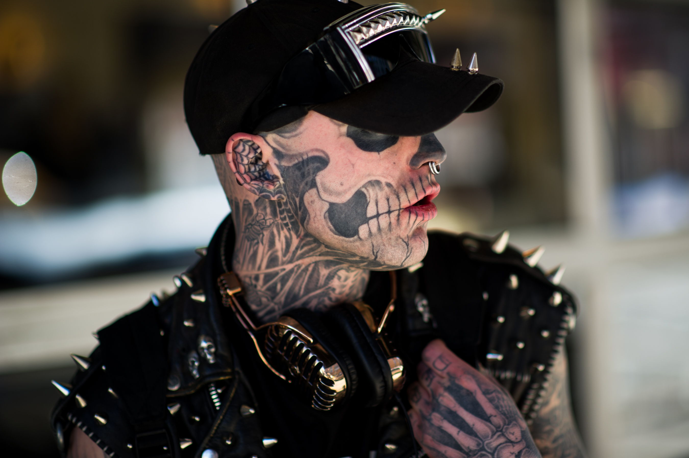 Tattooed male model wearing black