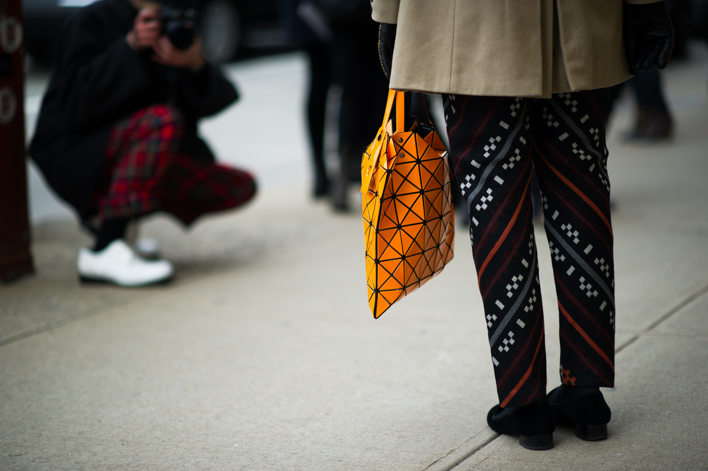 Pattern-Pants-Orange-Bag-NYC