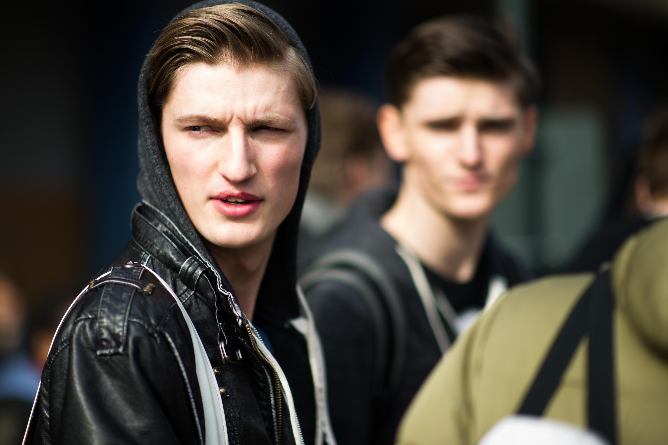 Male-Models-Hoodie-Leather-Jacket