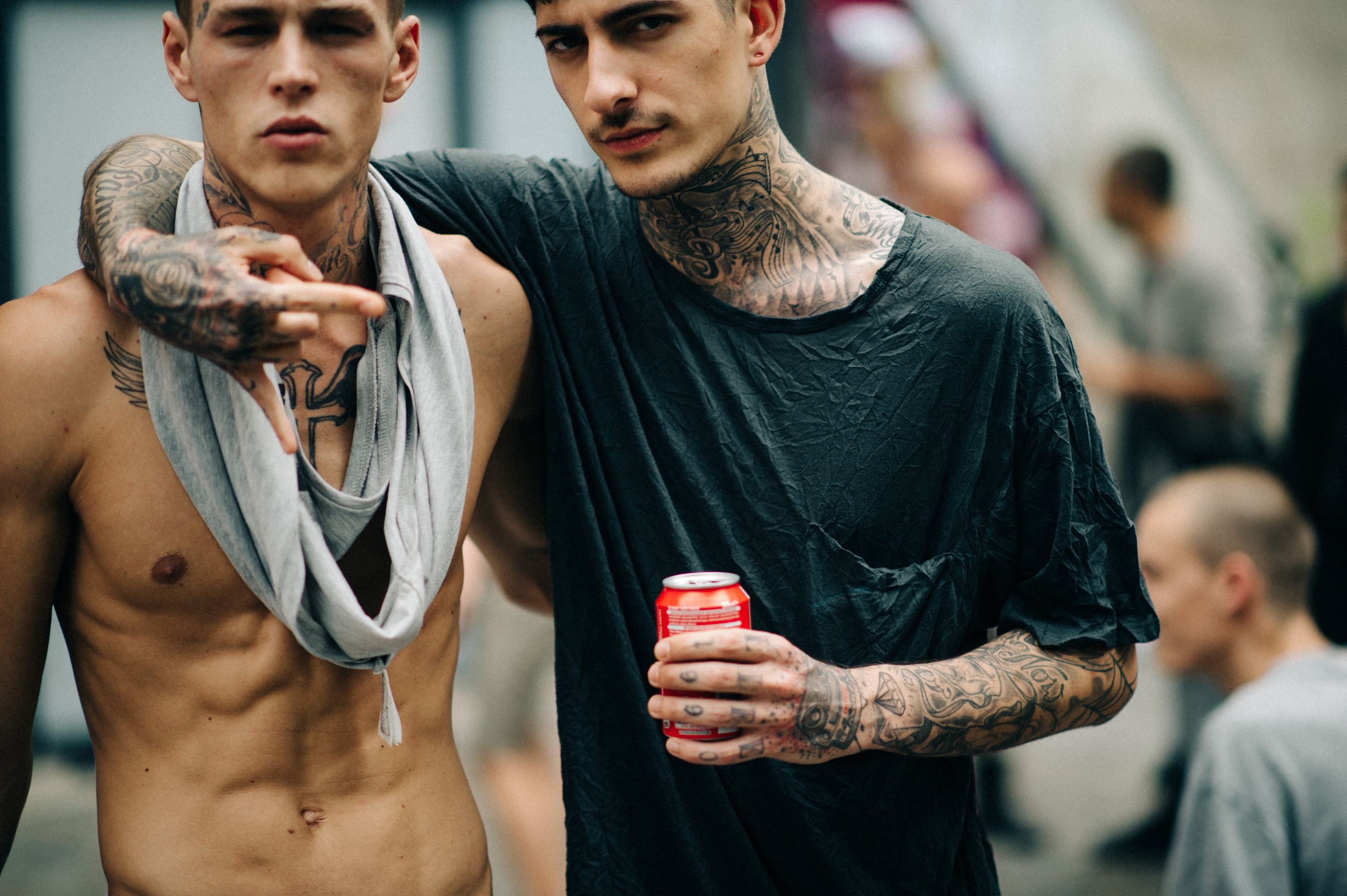 Two Male-Models-Shirtless-Tattoos