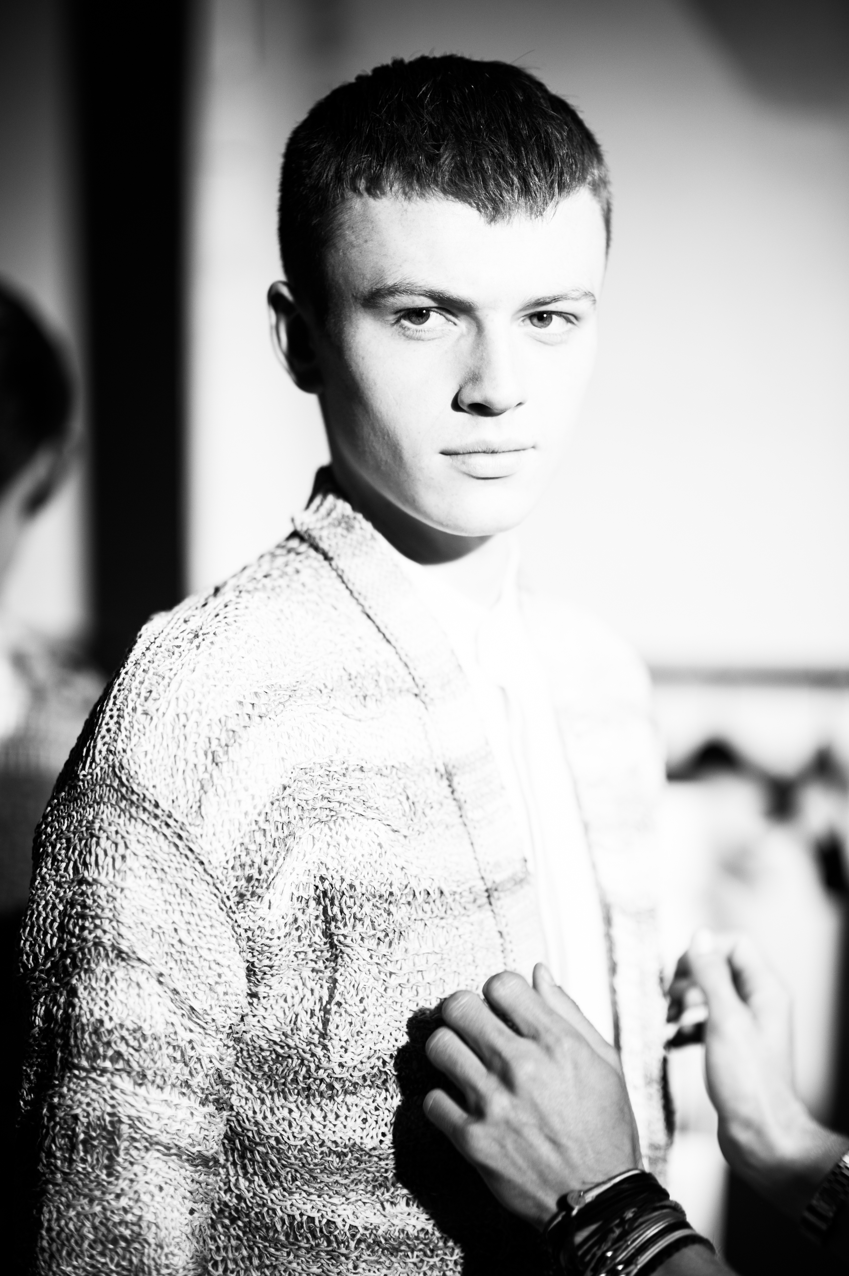 Redhead-Male-Model-Cardigan-Backstage