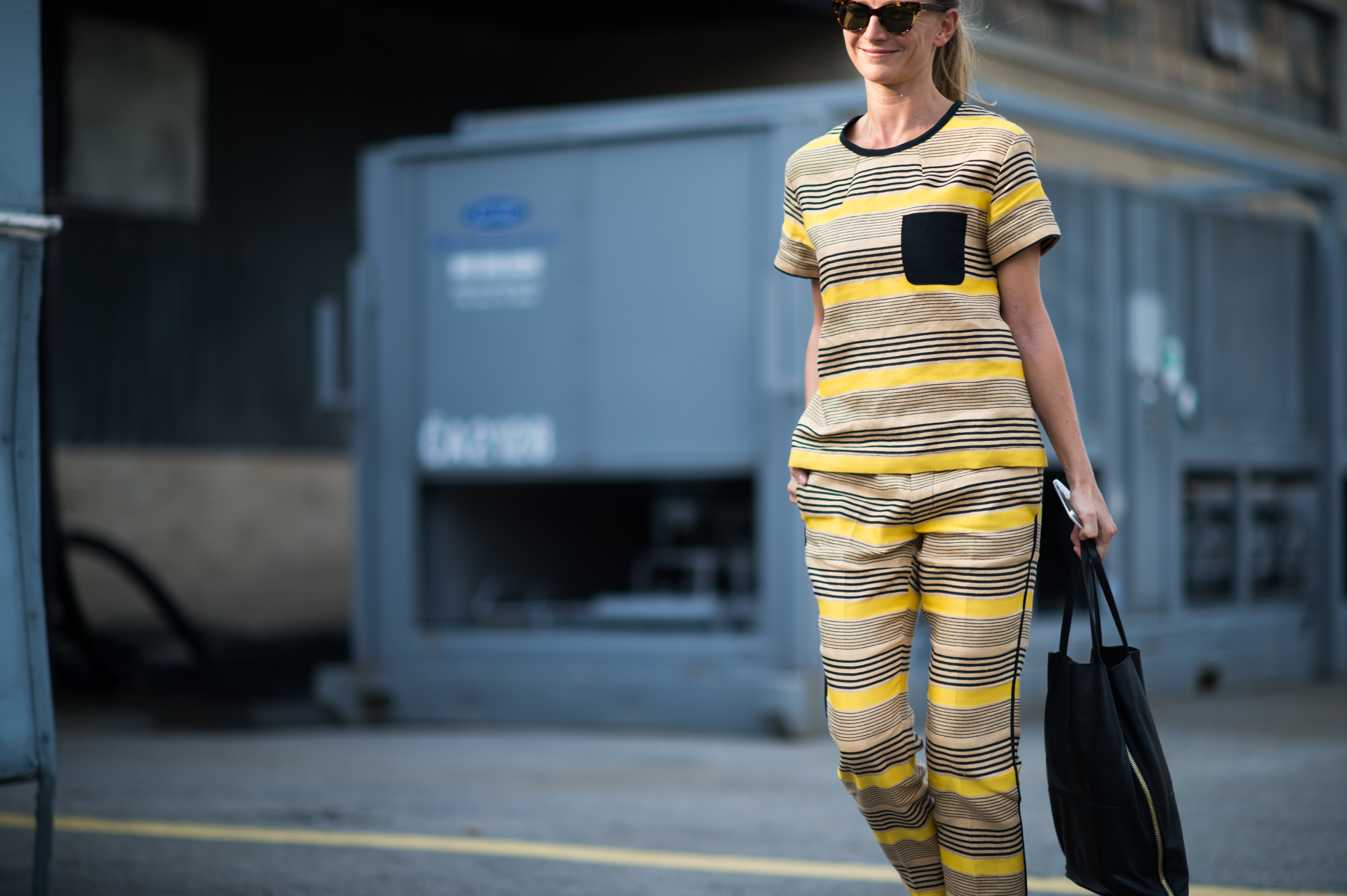 Yellow-Striped-Top-Bottom-Matching
