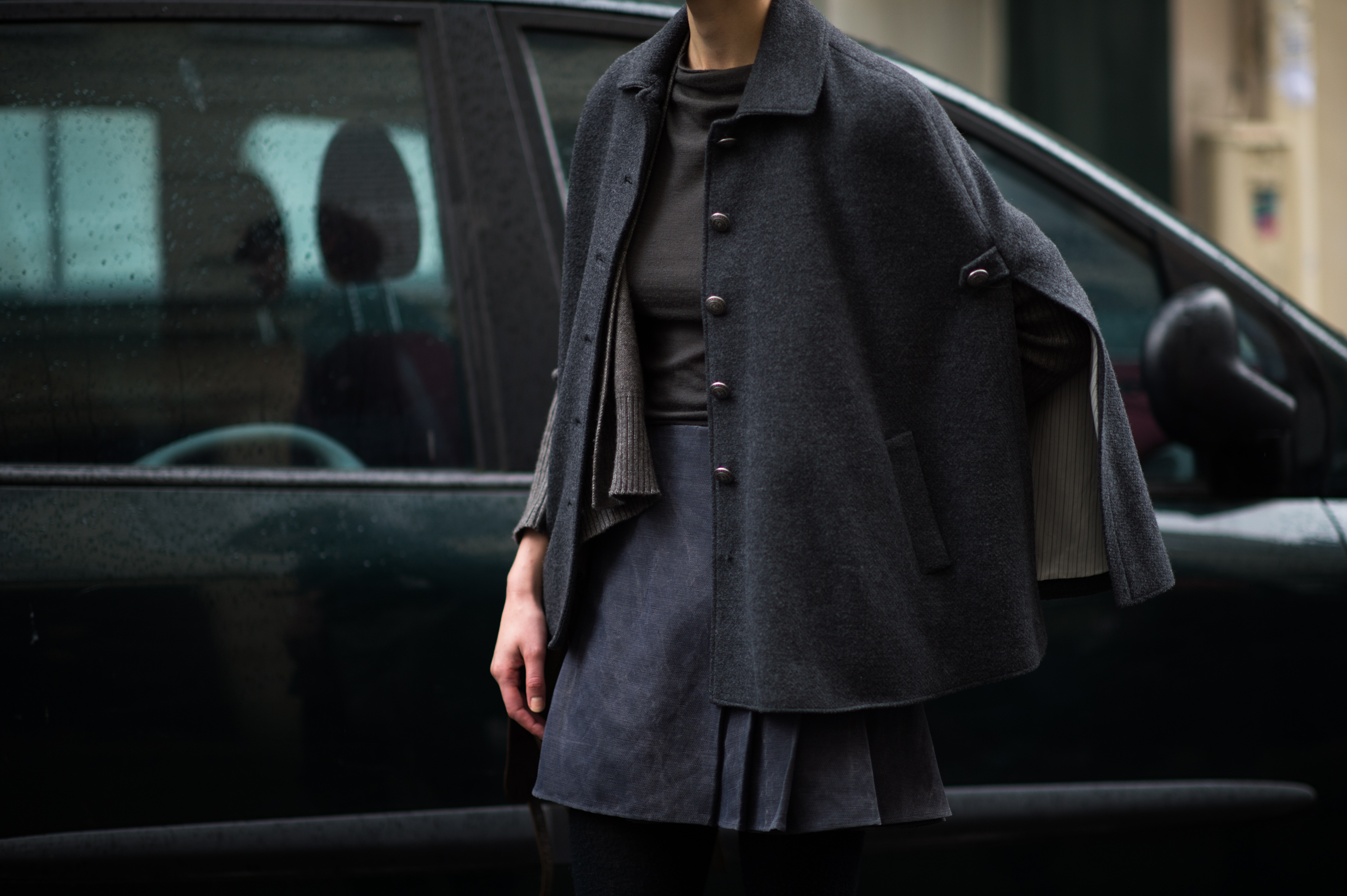 Model-Grey-Gray-Cape-Skirt