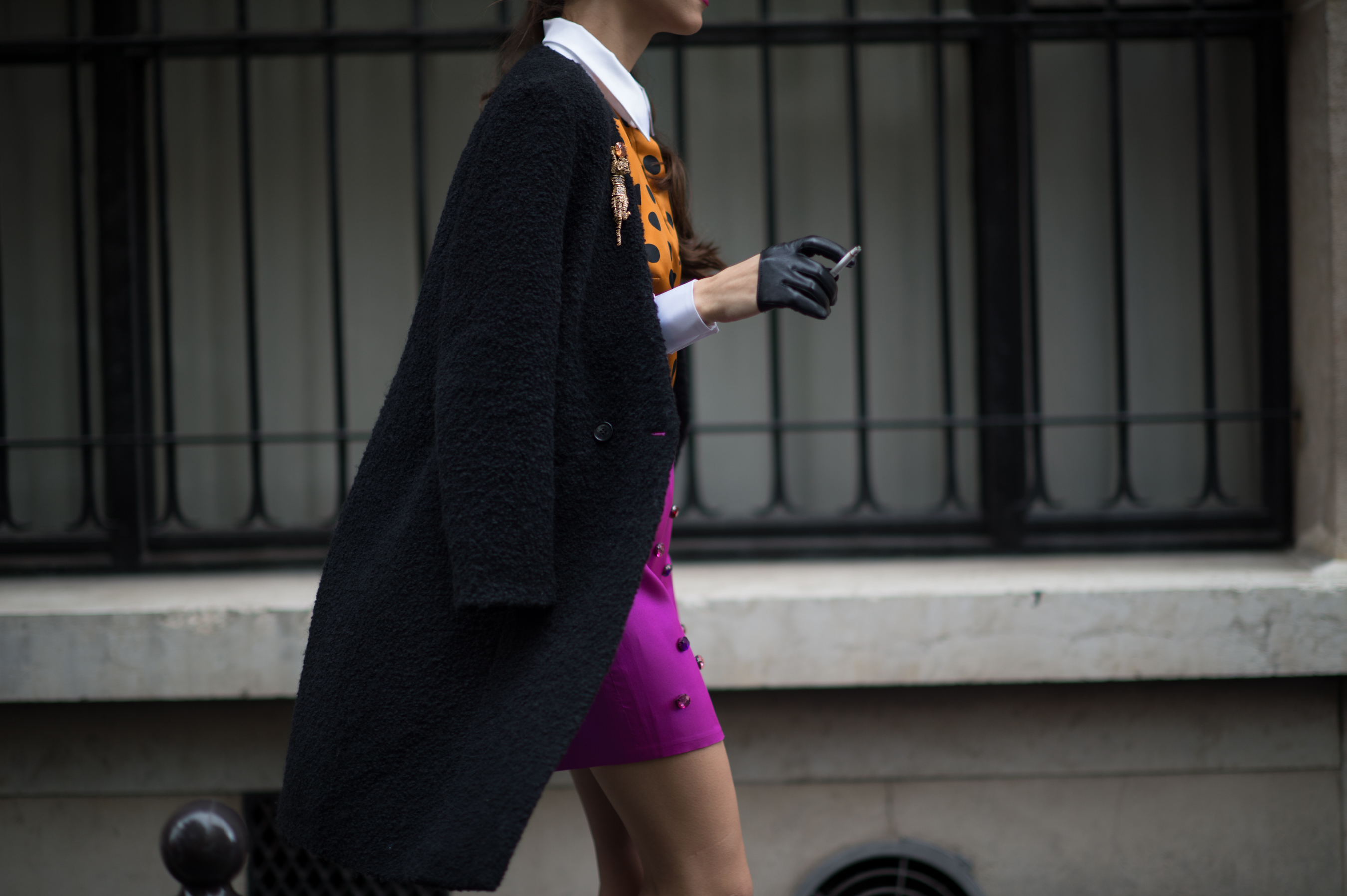 Woman wearing fuchsia skirt
