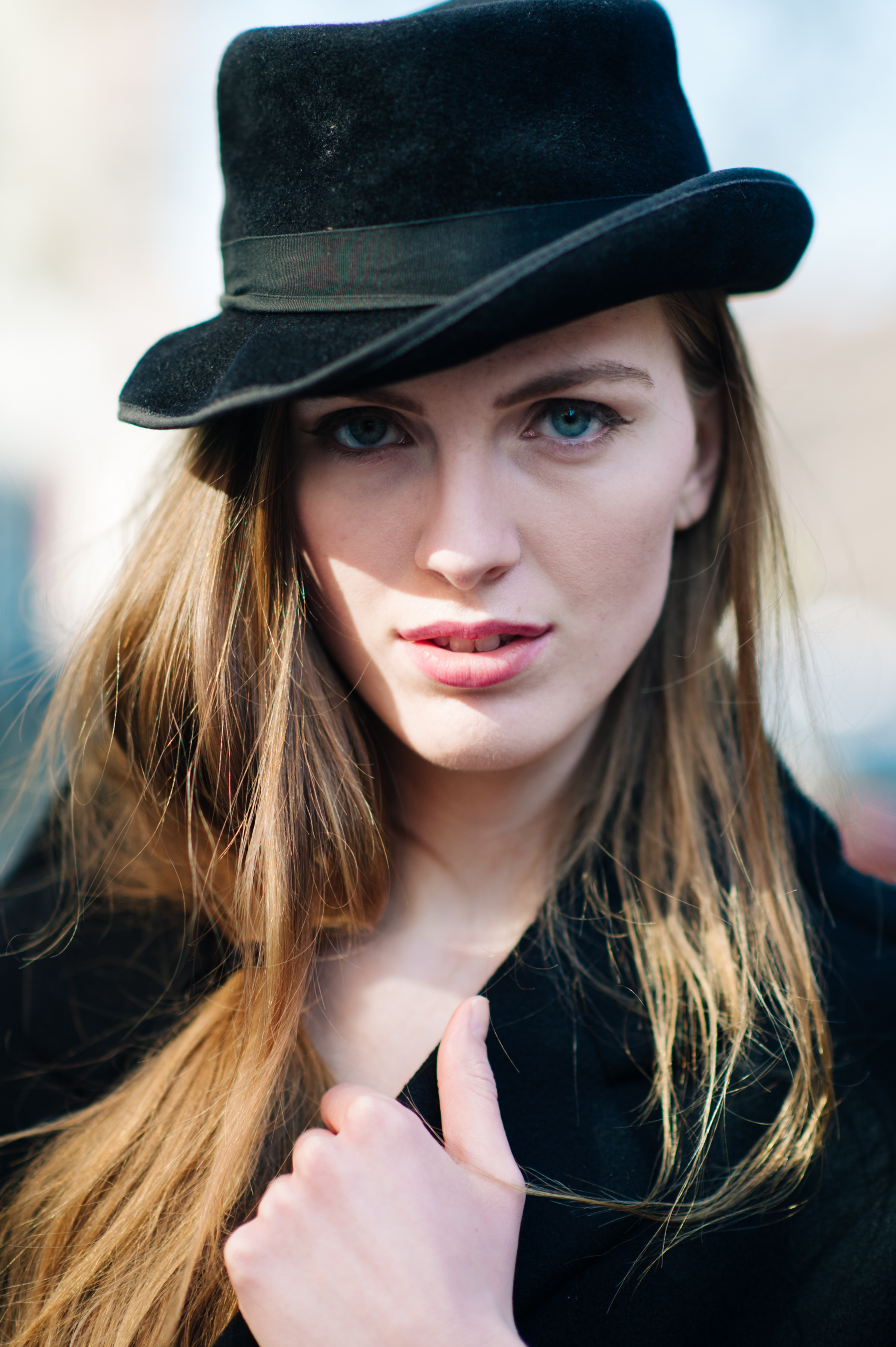 Portrait of a girl wearing top hat