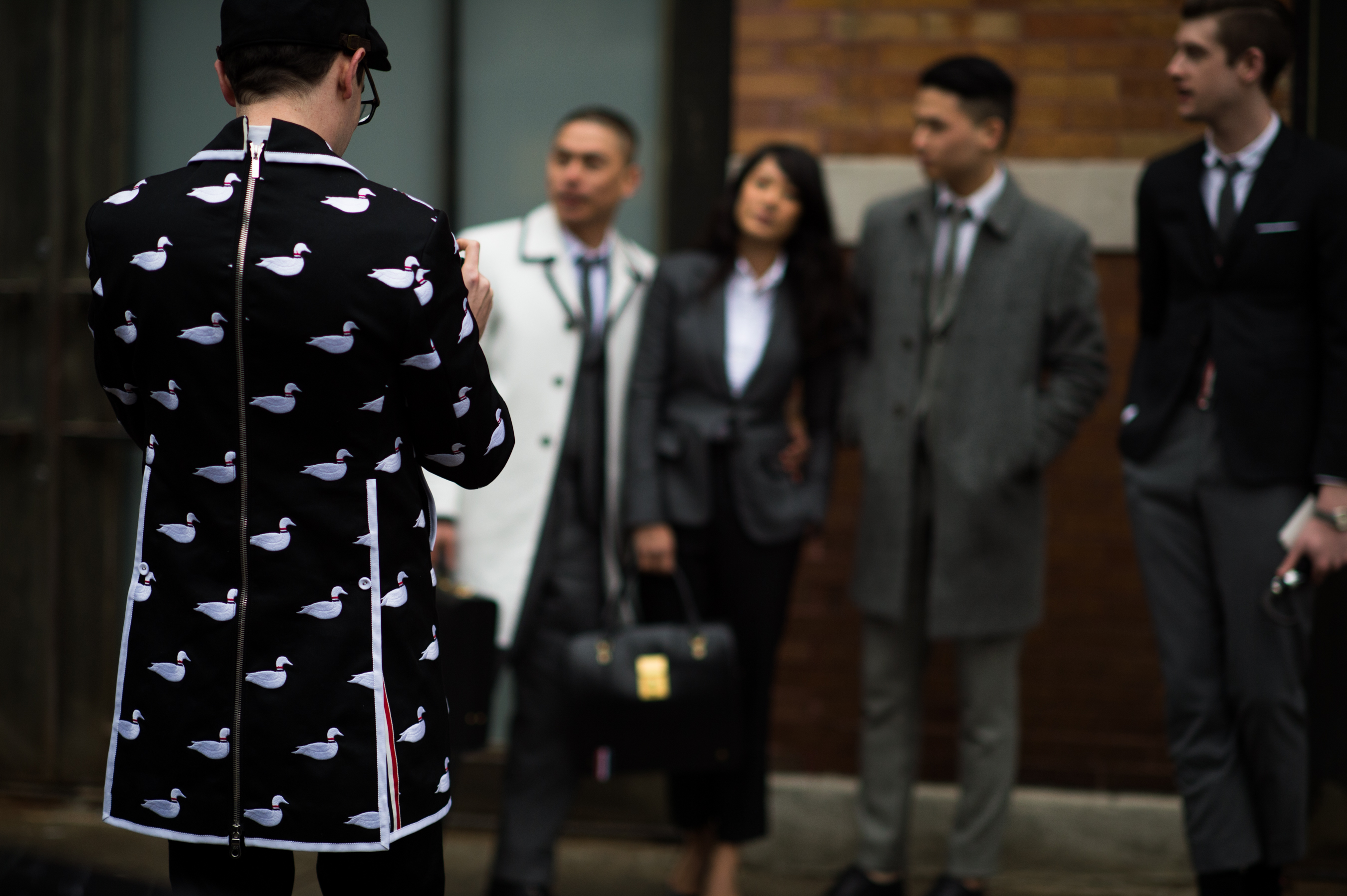 Man Wearing Duck Print Coat