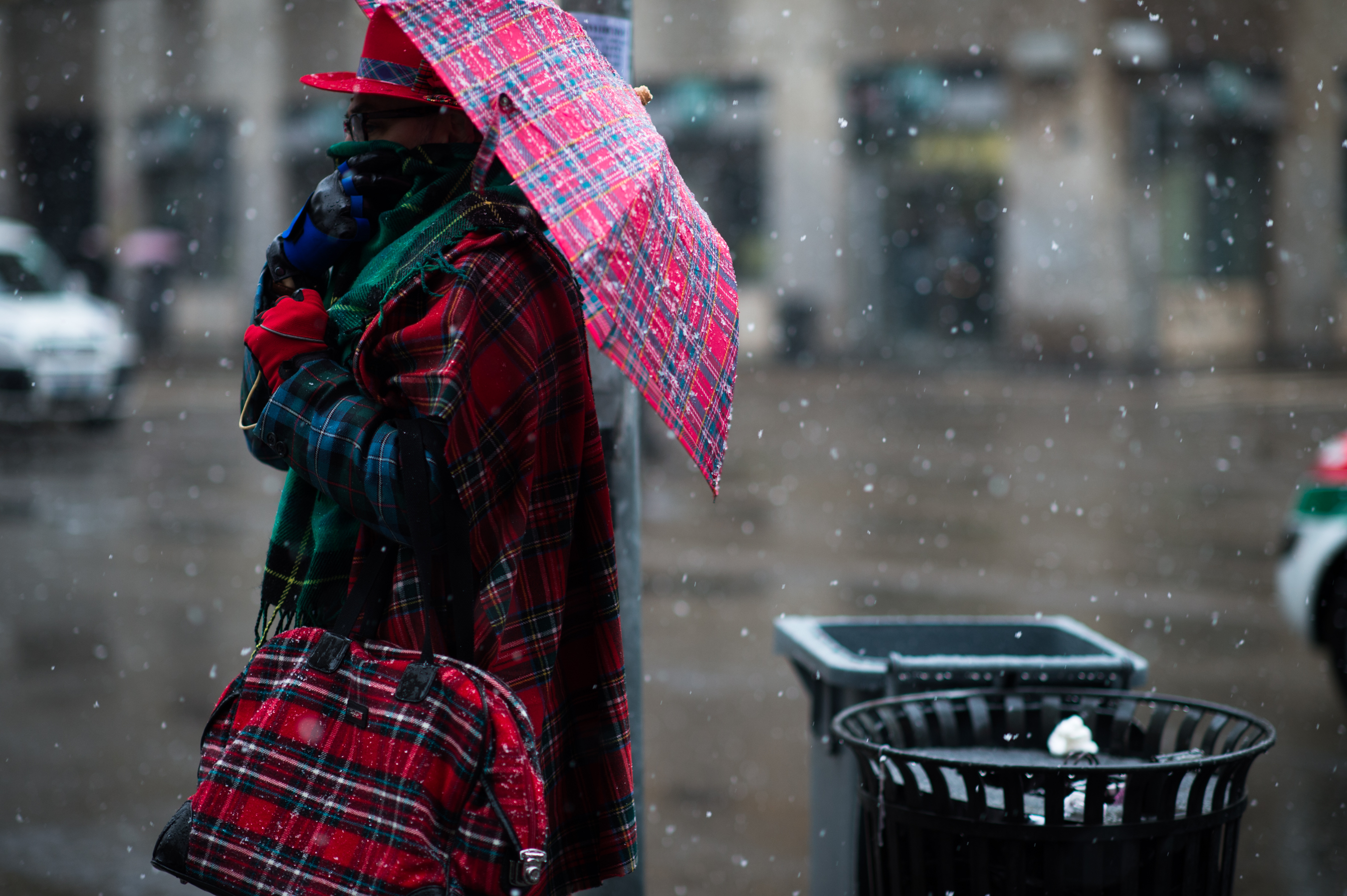 Man wearing all tartan plaid