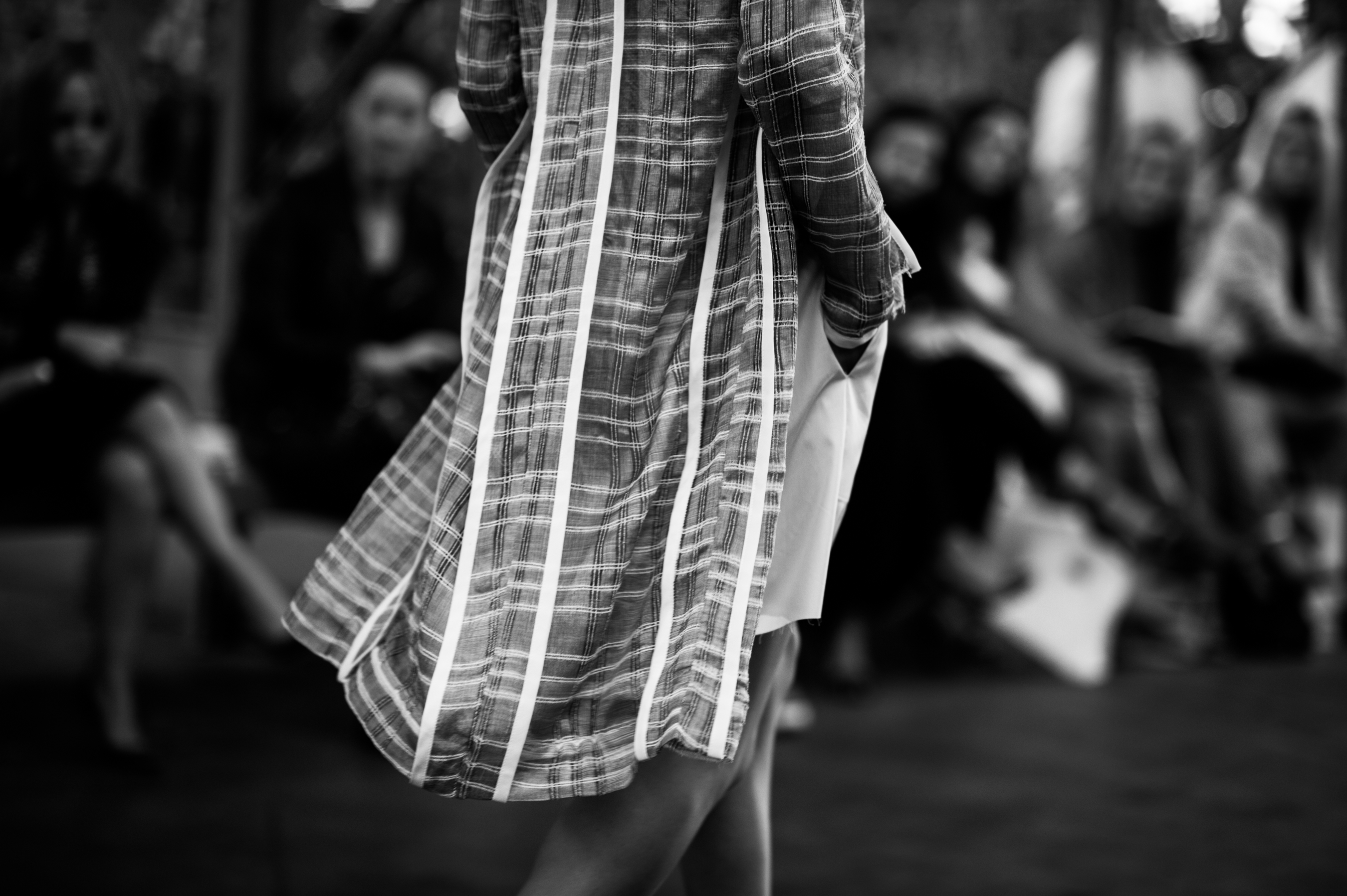 Detail of model on fashion runway