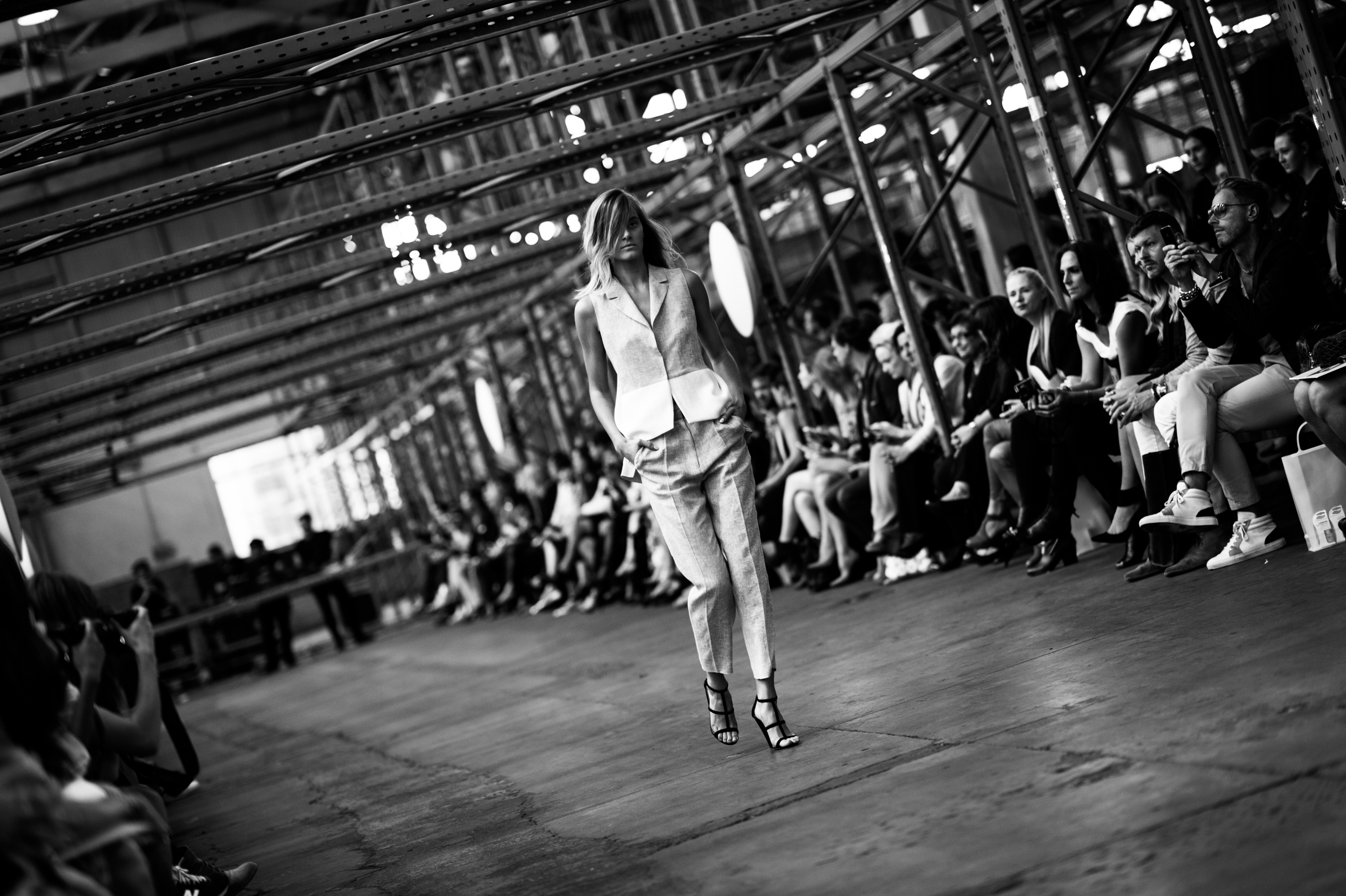 Model walking fashion show runway