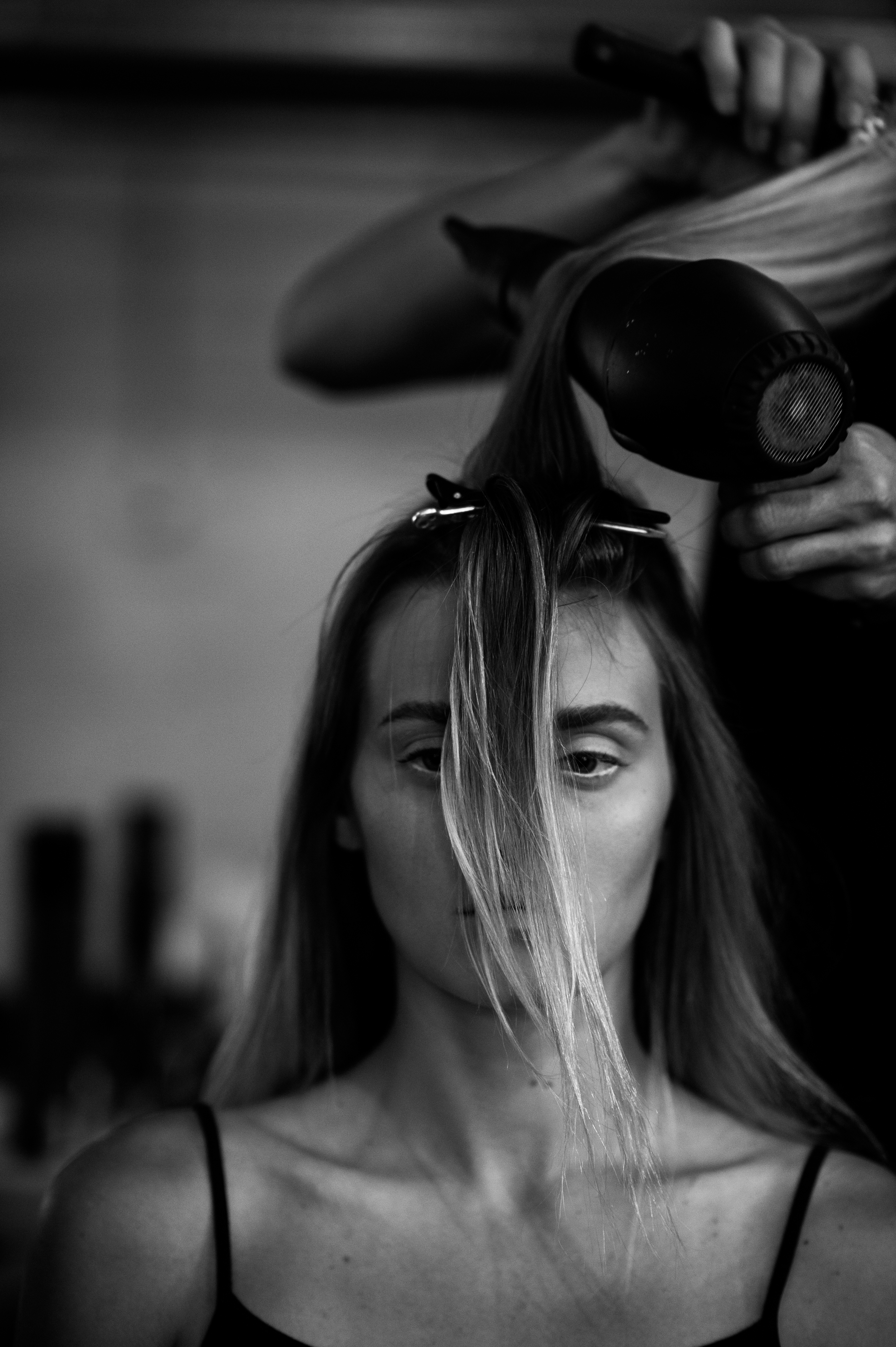 Model in hair makeup before show