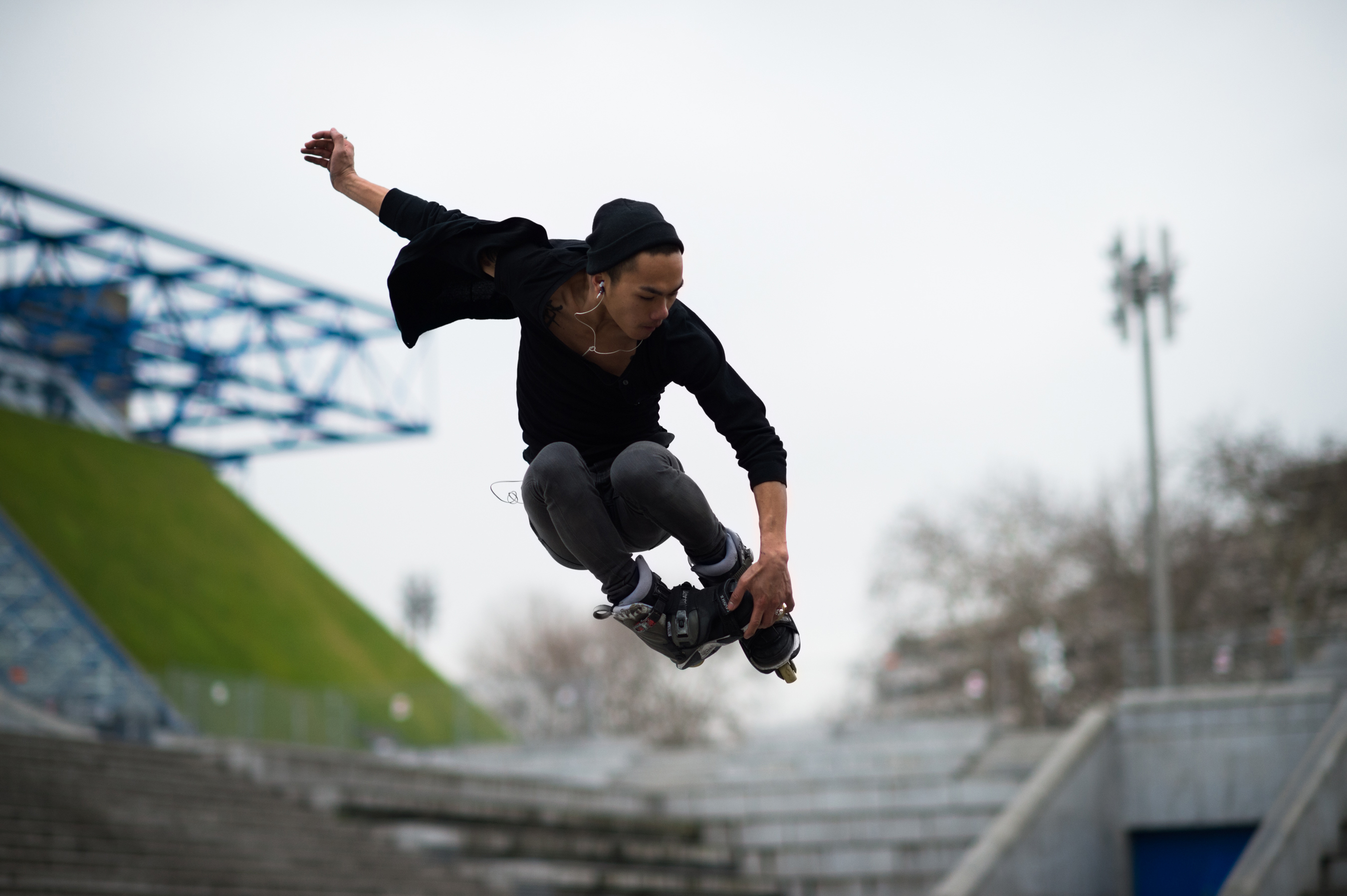 Antoine Riel rollerblading at Bercy