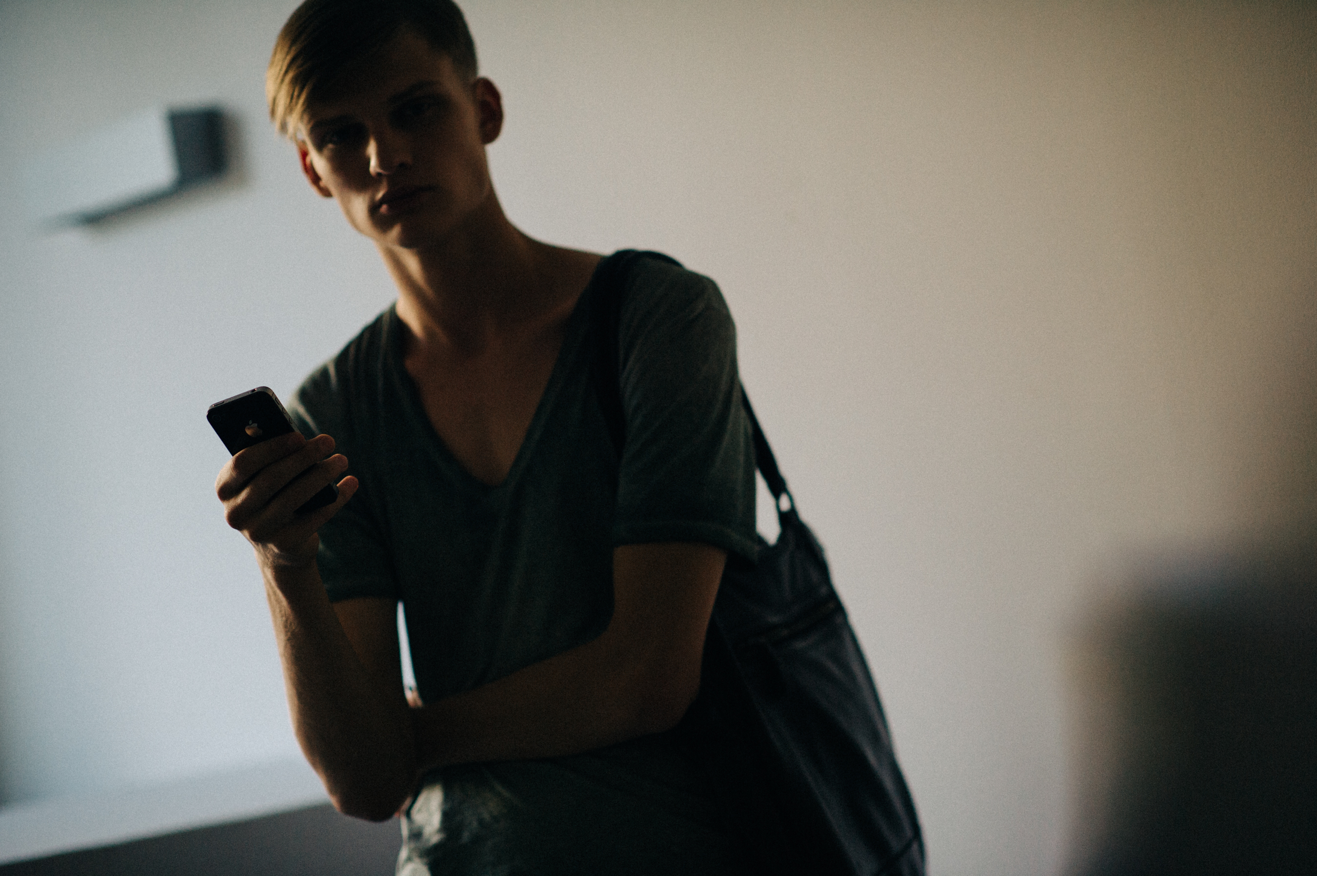 Male model Dylan River before show