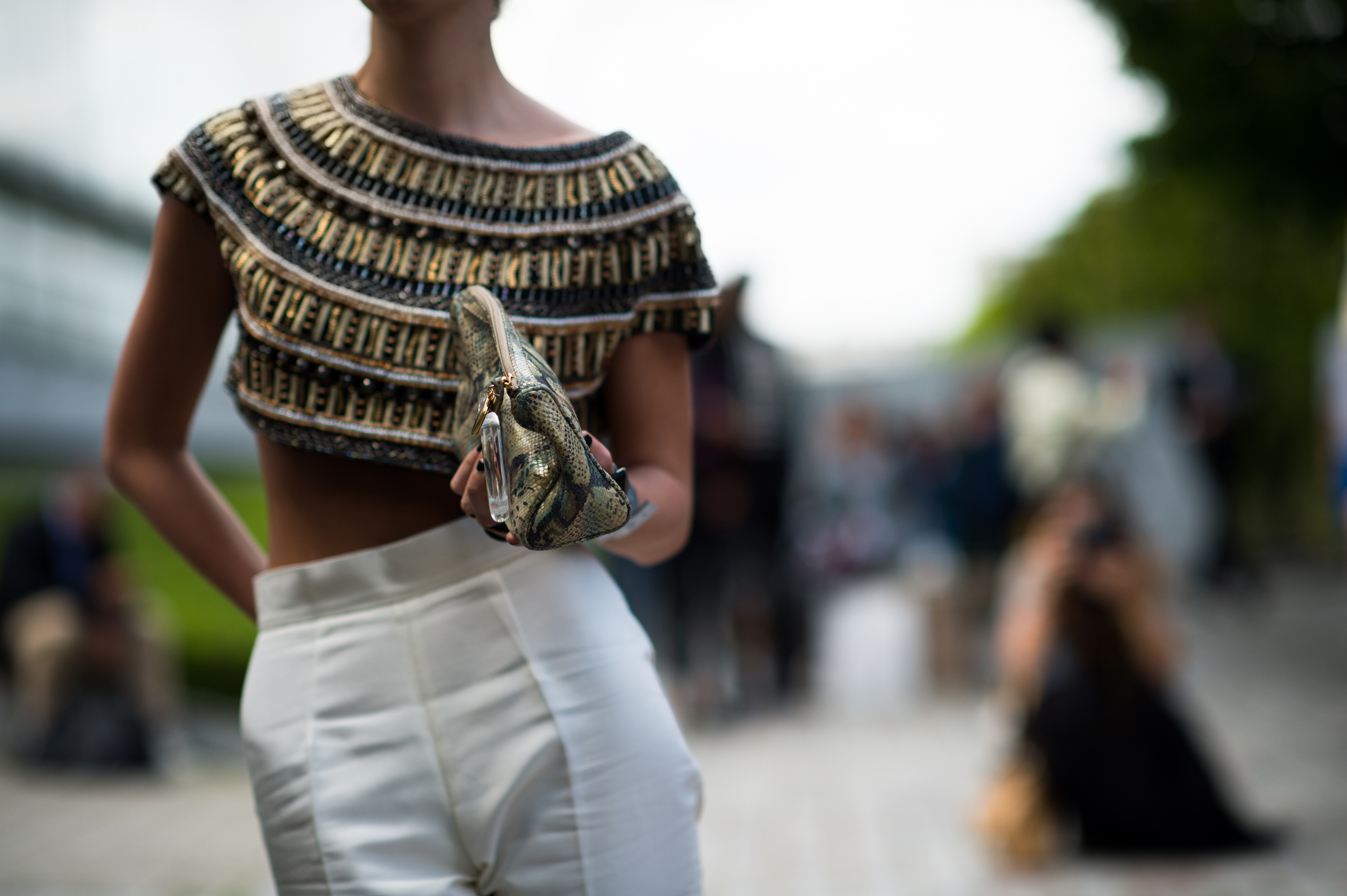 Girl wearing crop top jumper