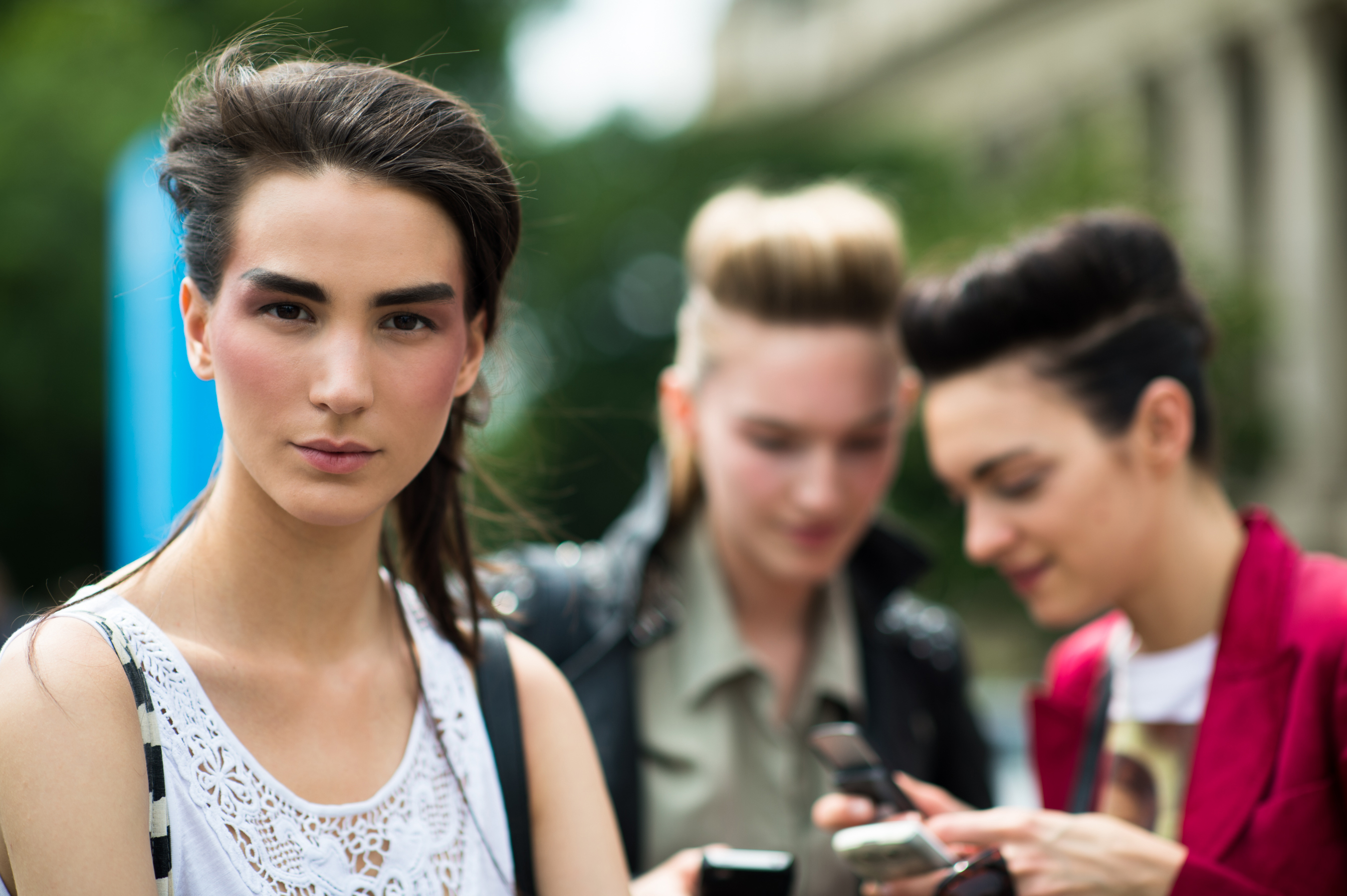 Three models hair after fashion show