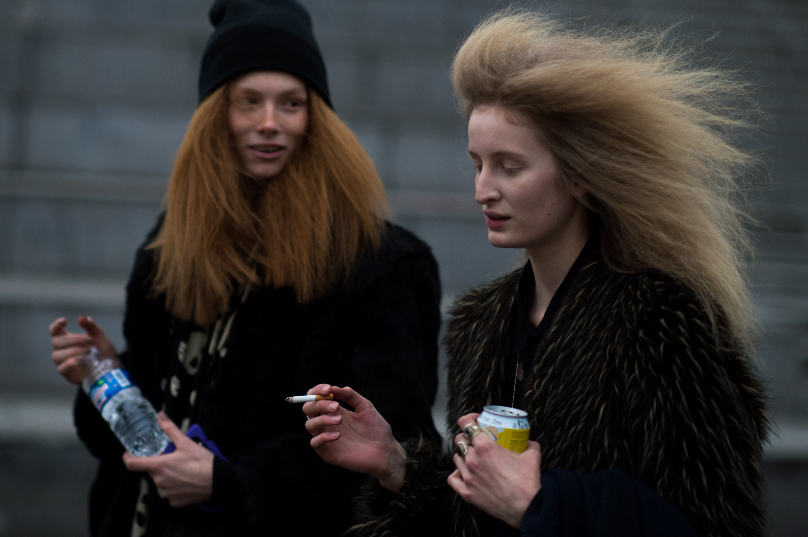 Two models with fluffy hair