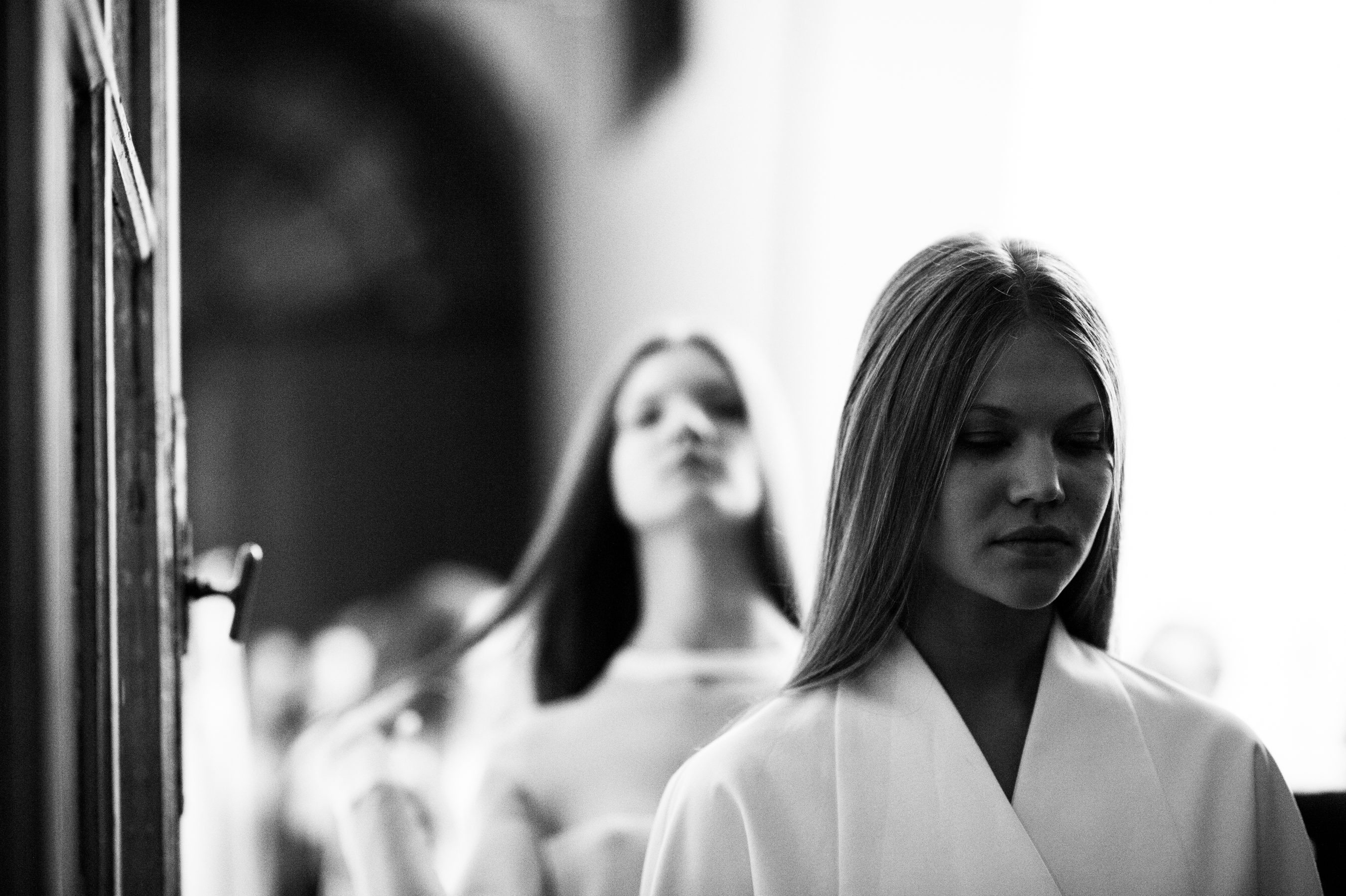 Models waiting to walk Pitti Uomo