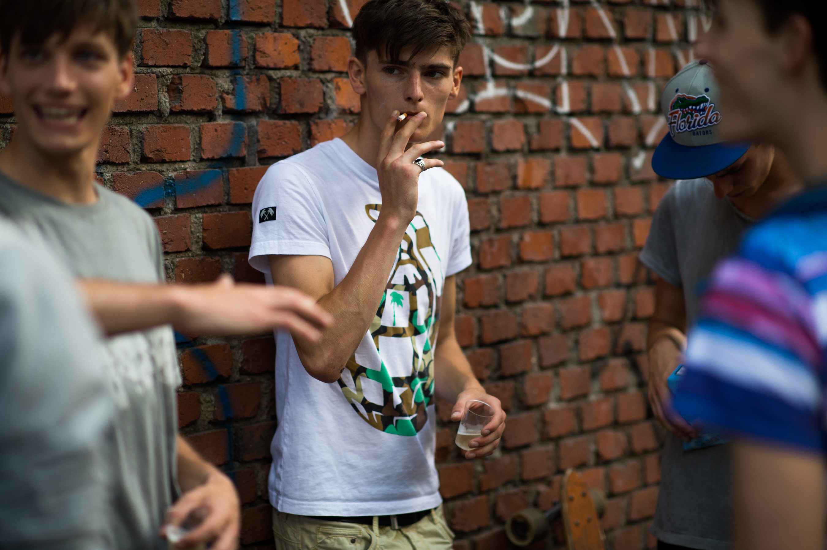 Male model smoking cigarette fashion
