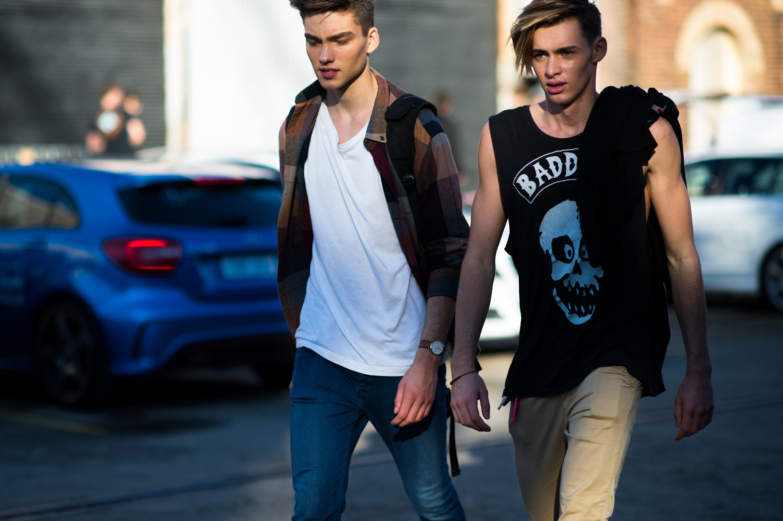 Two male models fashion week