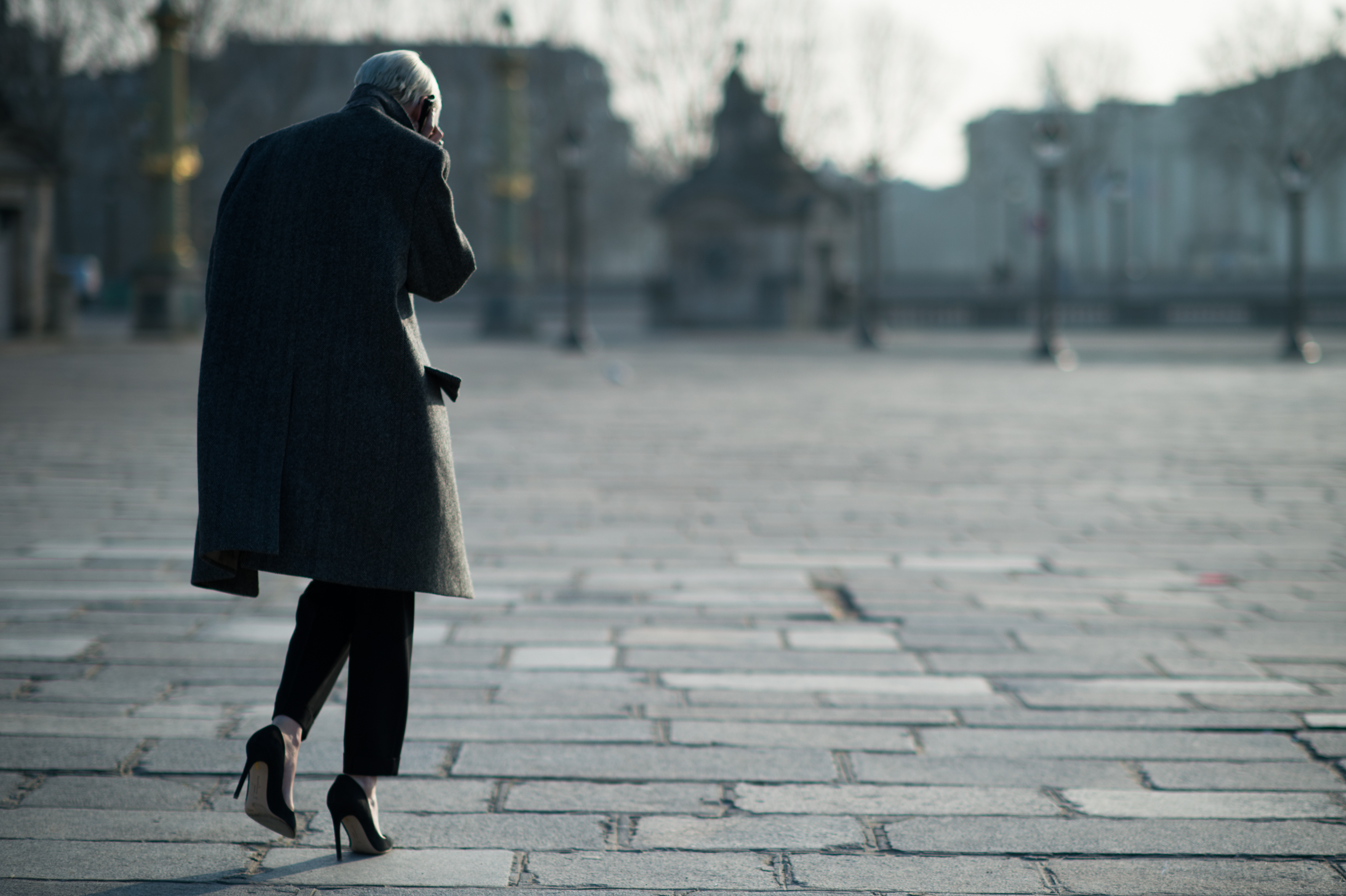 T Magazine fashion director grey coat