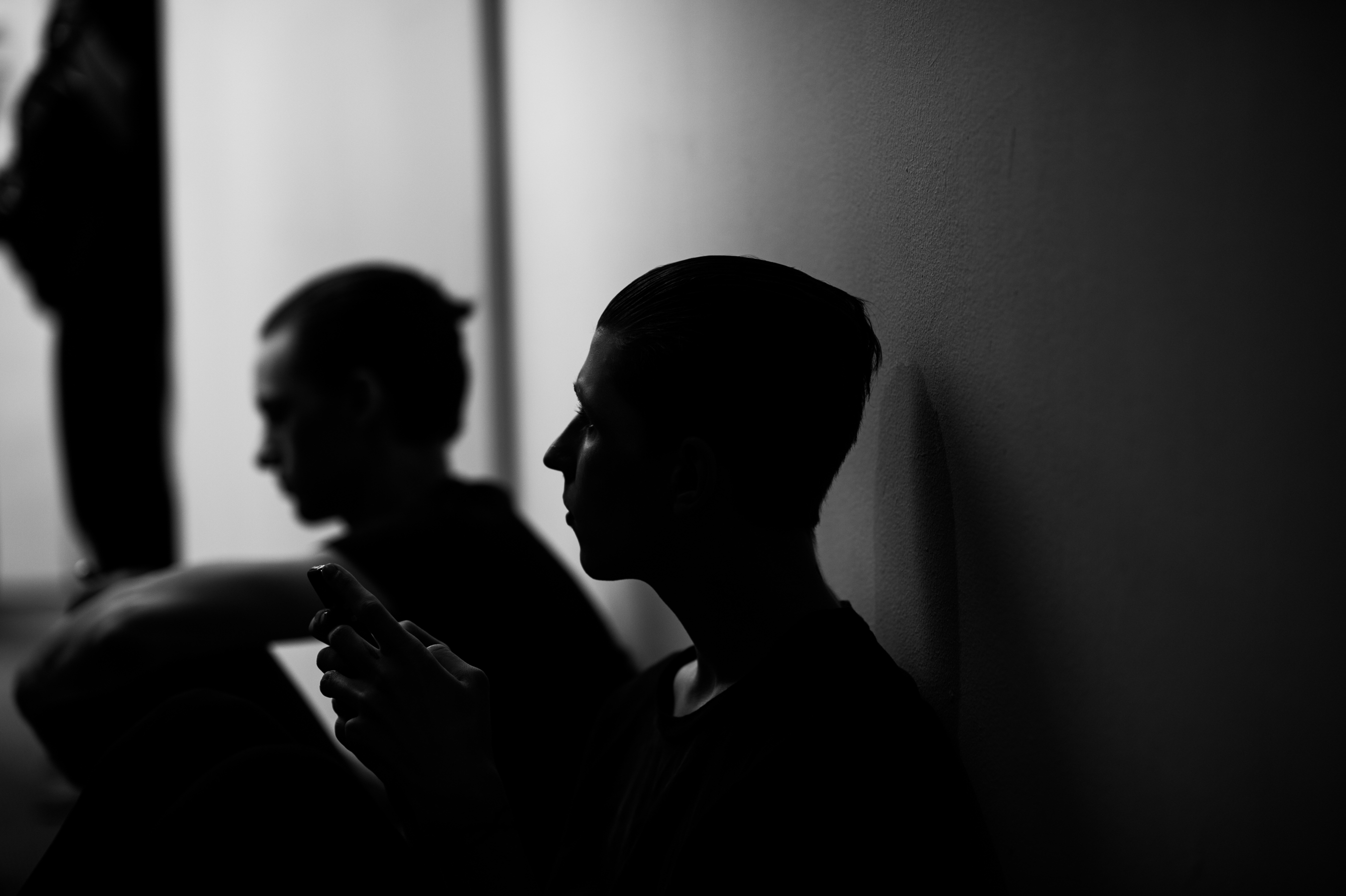 Male models waiting before show