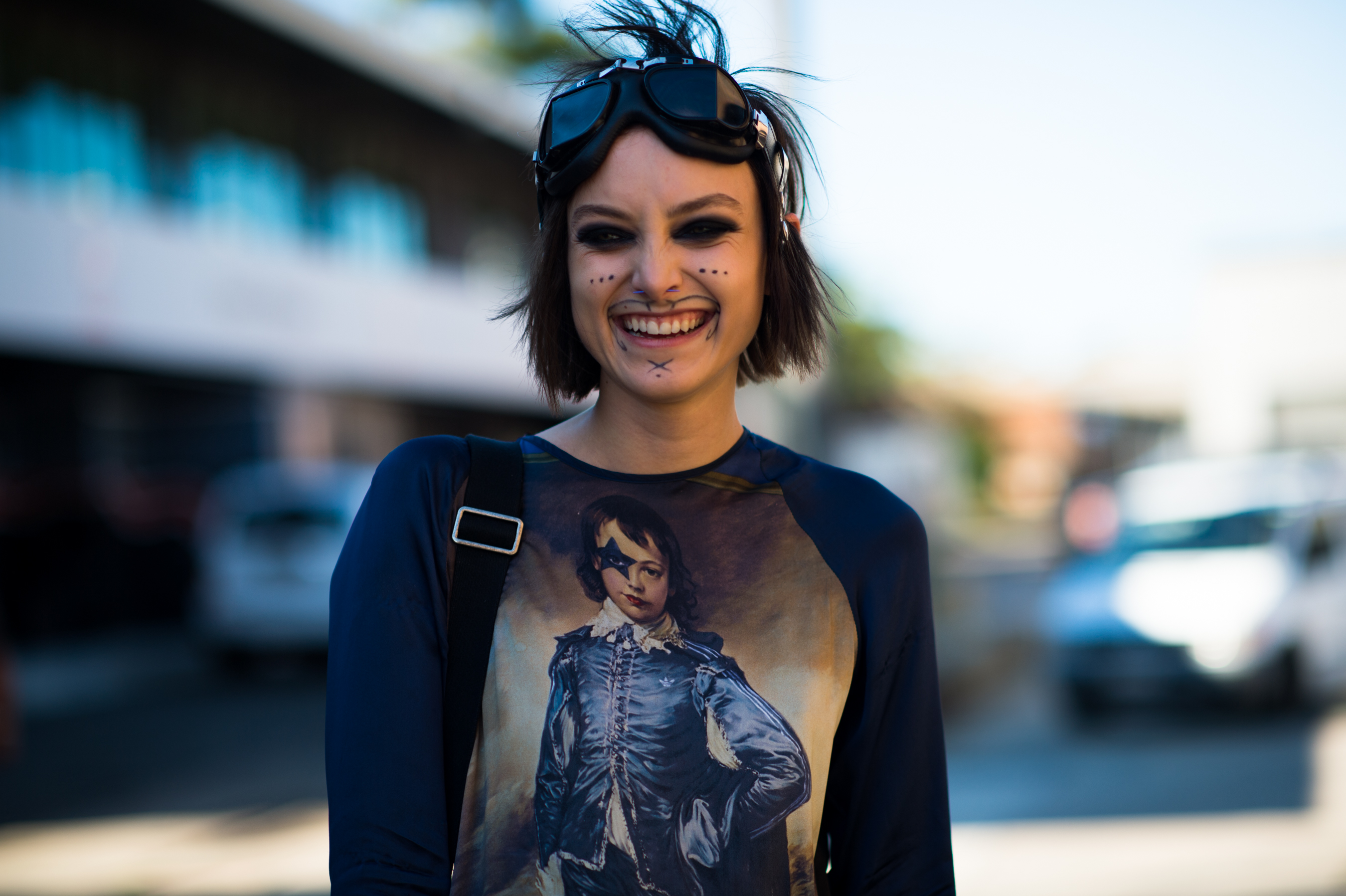 Australian model with sharpie on face
