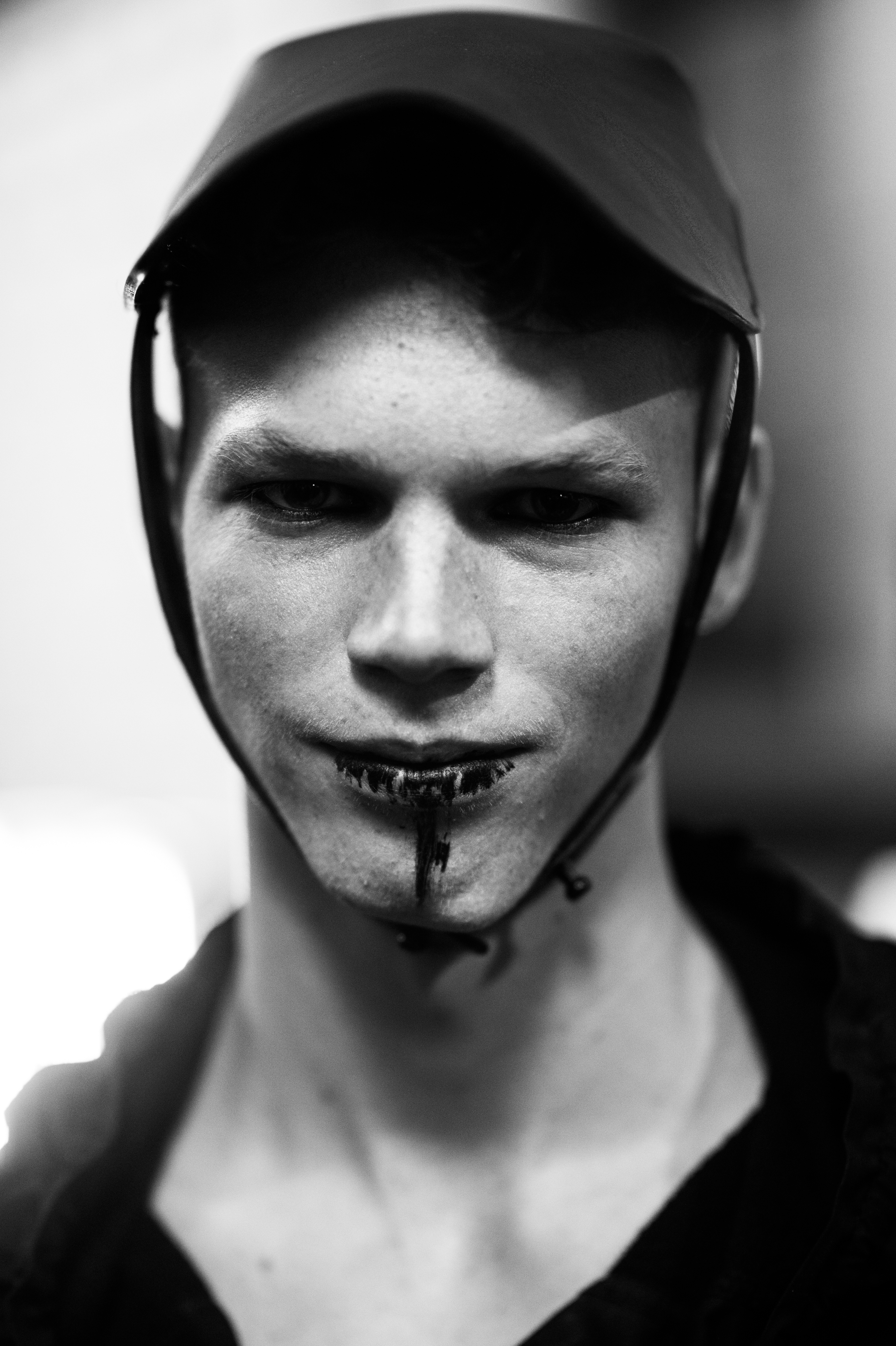 Male model portrait with leather hat