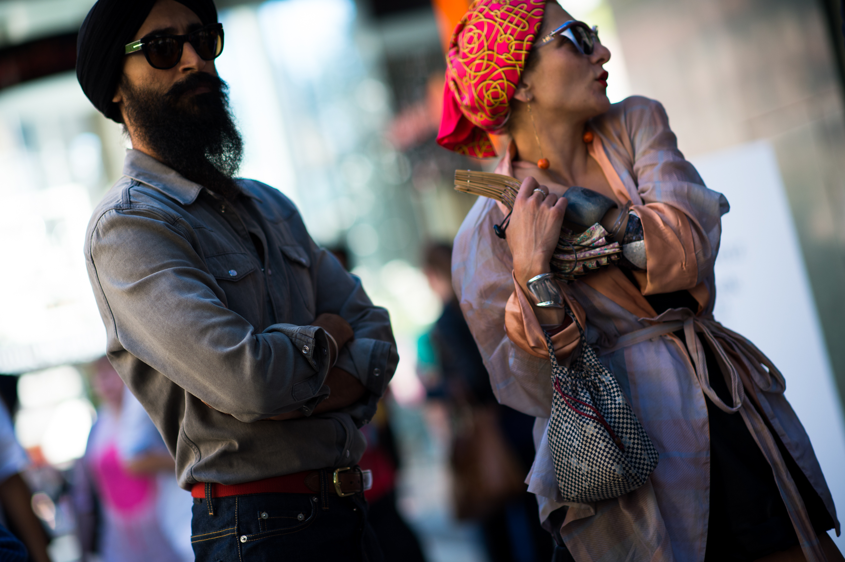 Man wearing sunglasses and turban with stylist